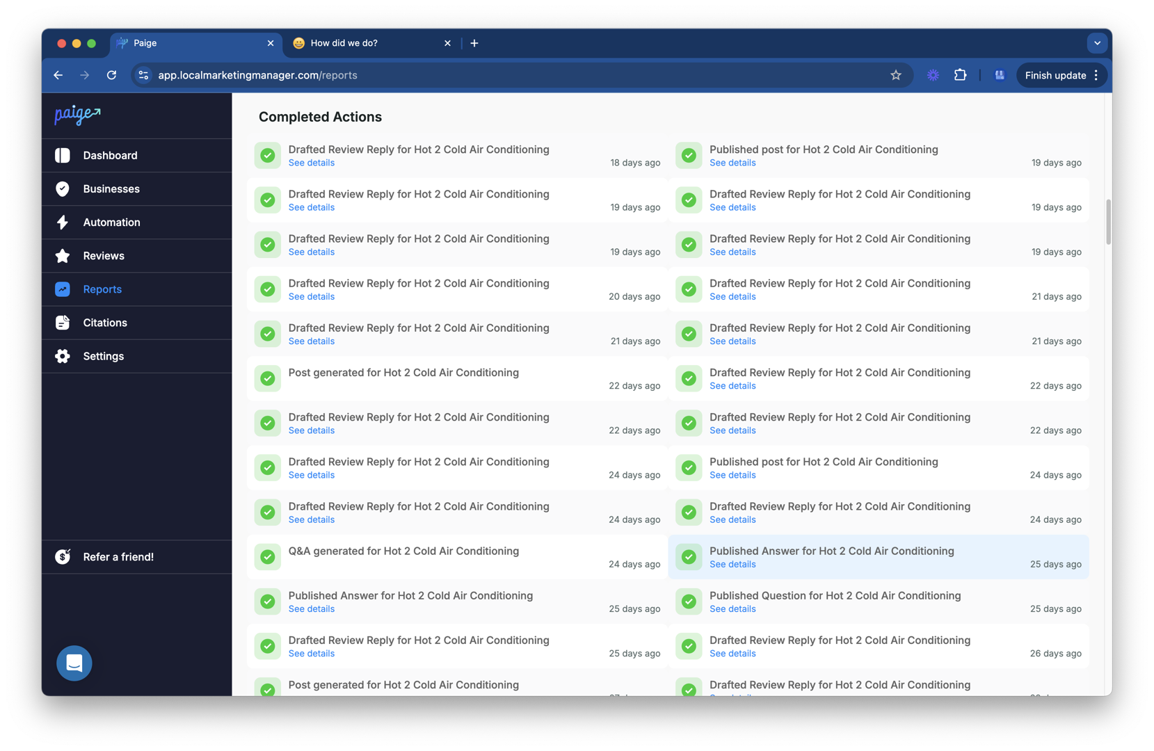 dashboard showing automated tasks like review responses and post scheduling - geo automation for agencies dashboard showing automated tasks like review responses and post scheduling - geo automation for agencies