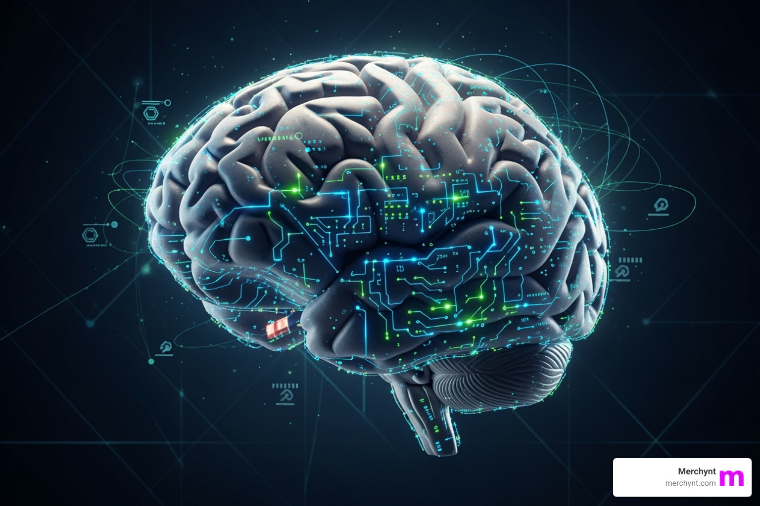 brain with digital circuits, representing AI's role in search - geo strategy for local businesses brain with digital circuits, representing AI's role in search - geo strategy for local businesses