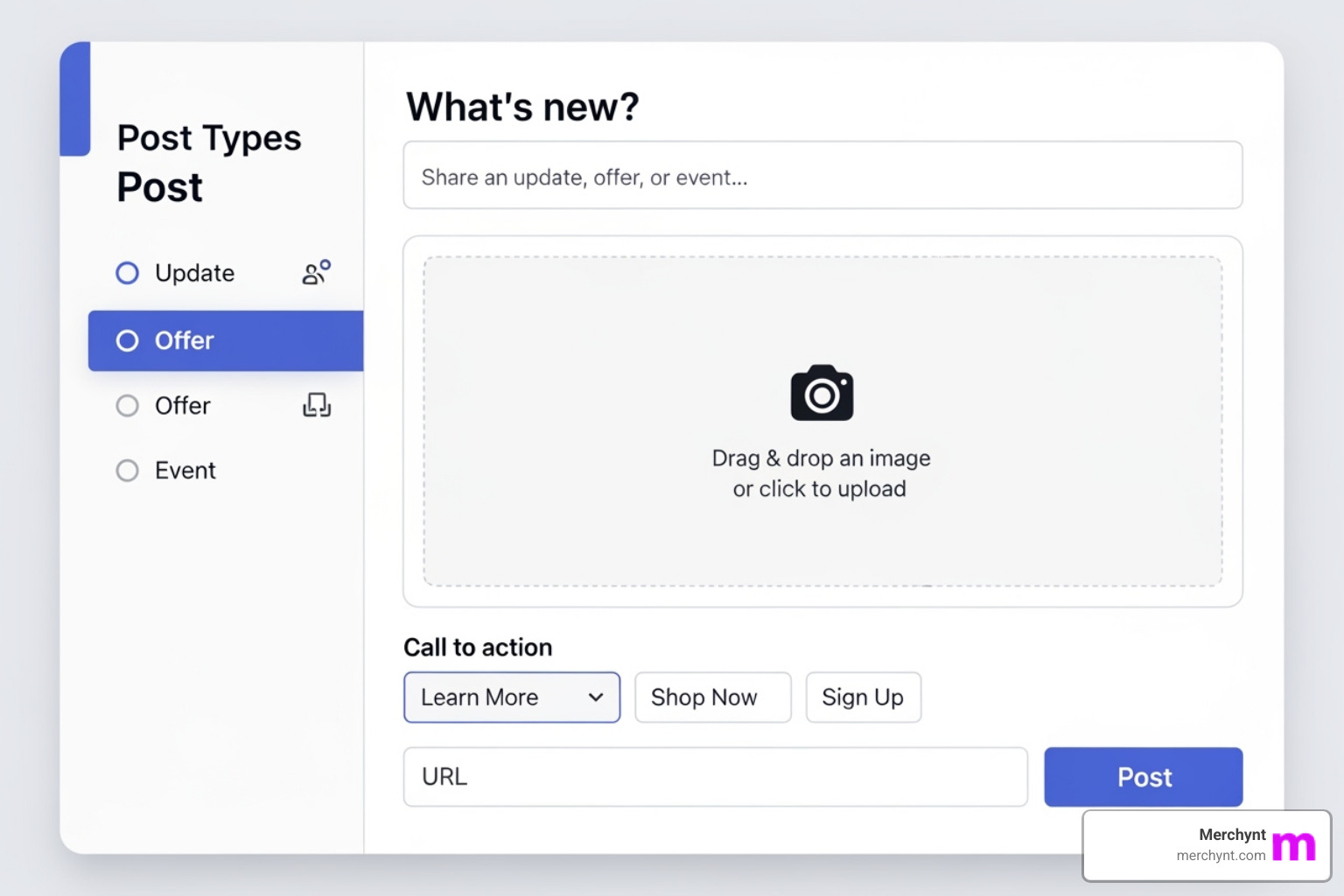 Google Posts interface - Google business page management