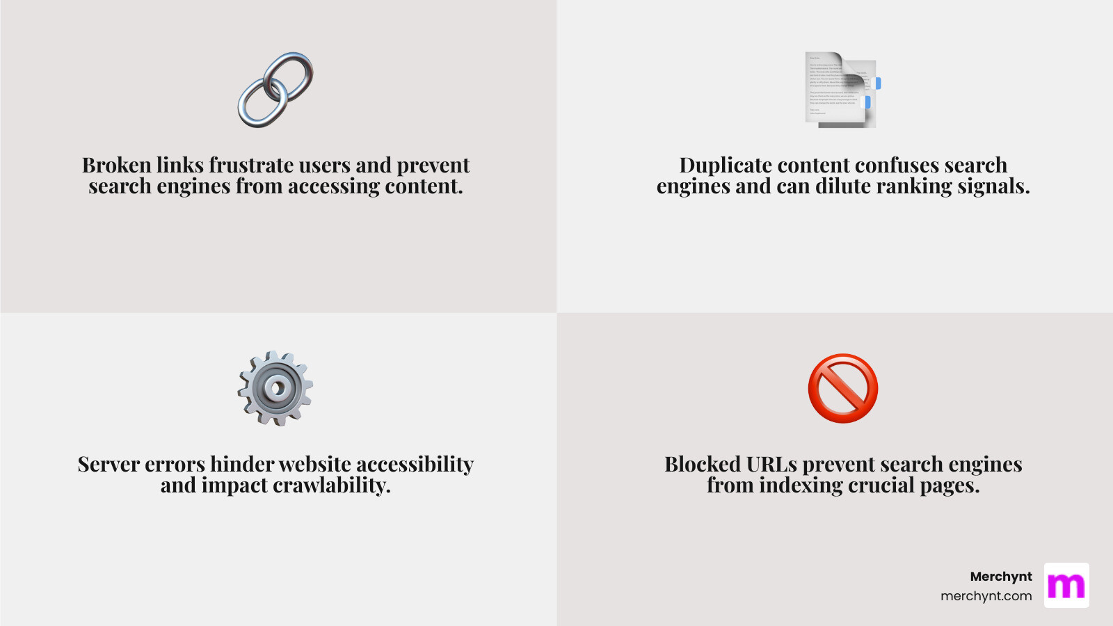 Infographic showing the critical role of technical SEO in website health and search engine visibility, highlighting common issues like broken links and crawl errors - best seo tools infographic 4_facts_emoji_grey Infographic showing the critical role of technical SEO in website health and search engine visibility, highlighting common issues like broken links and crawl errors - best seo tools infographic 4_facts_emoji_grey