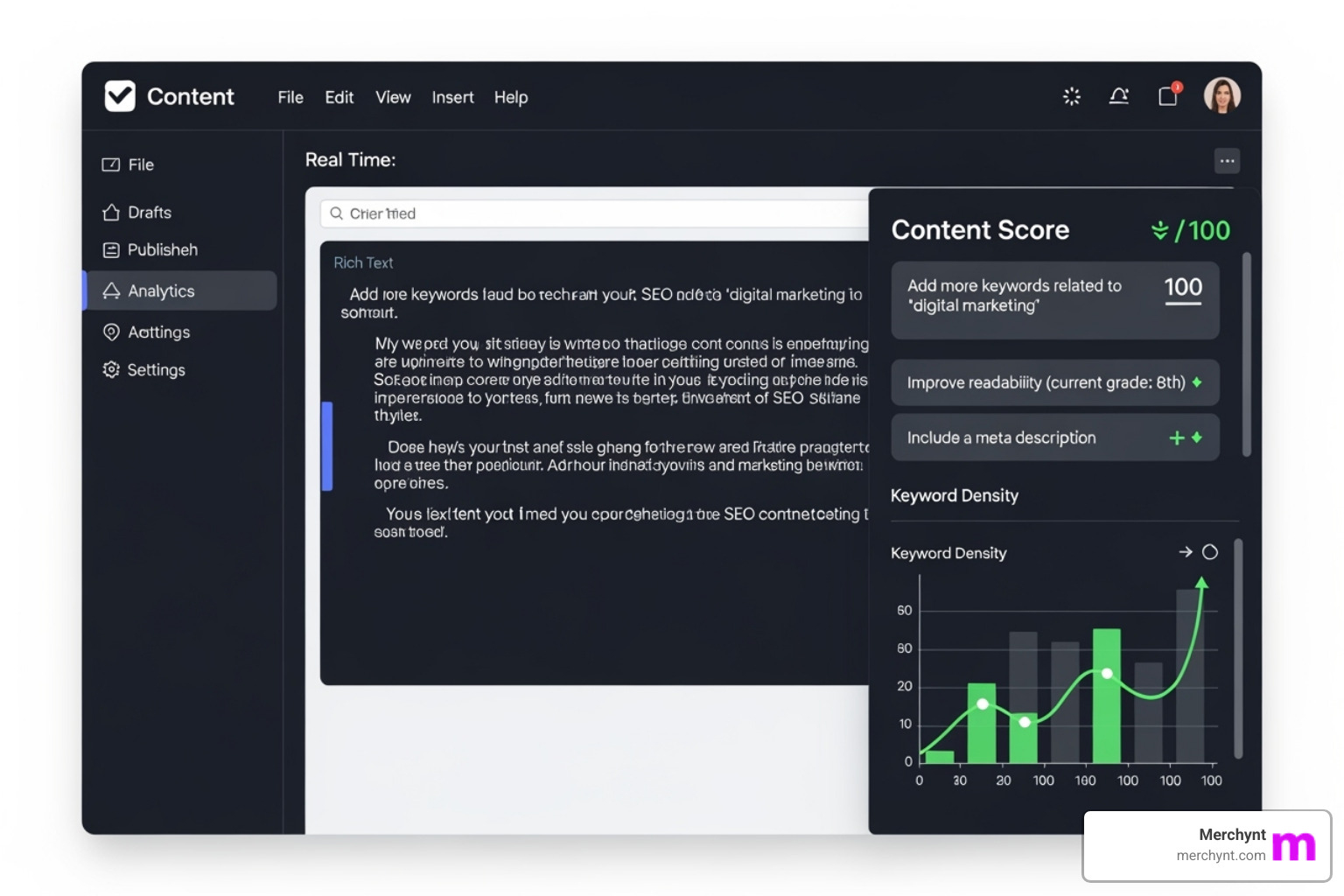 Image of a content editor with optimization suggestions - seo ai tools Image of a content editor with optimization suggestions - seo ai tools