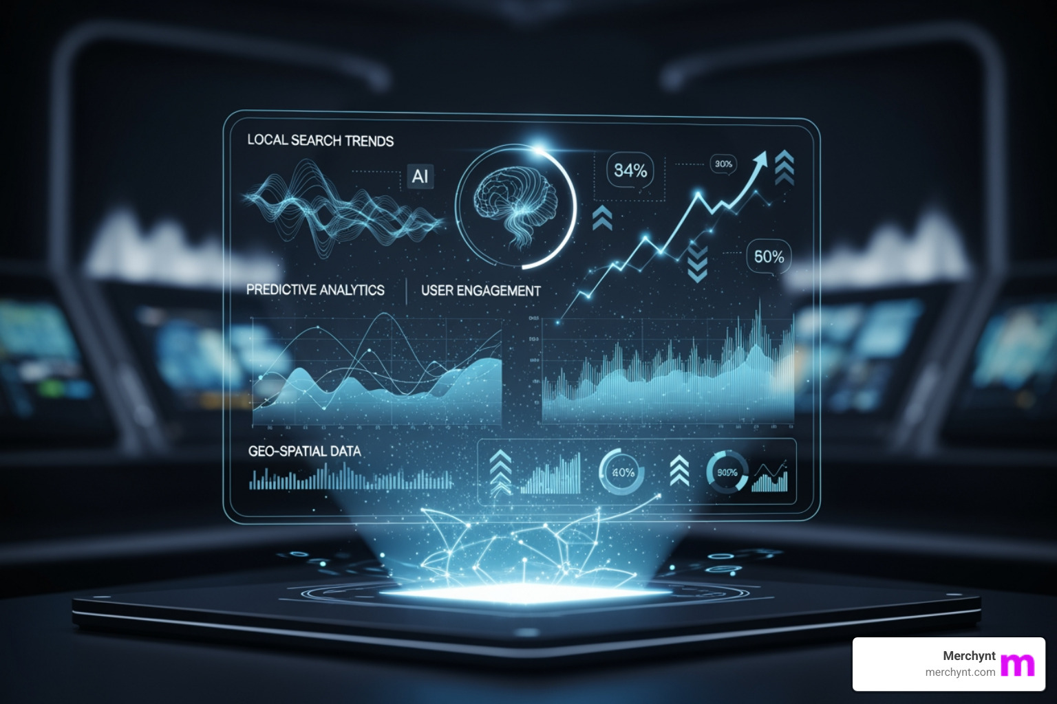 futuristic interface showing AI analyzing local search trends - local seo software for agencies futuristic interface showing AI analyzing local search trends - local seo software for agencies