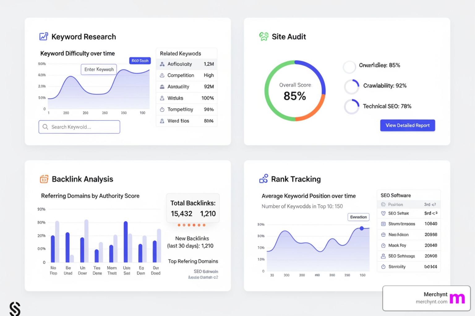 SEO PowerSuite dashboard showing the four tools - software for seo