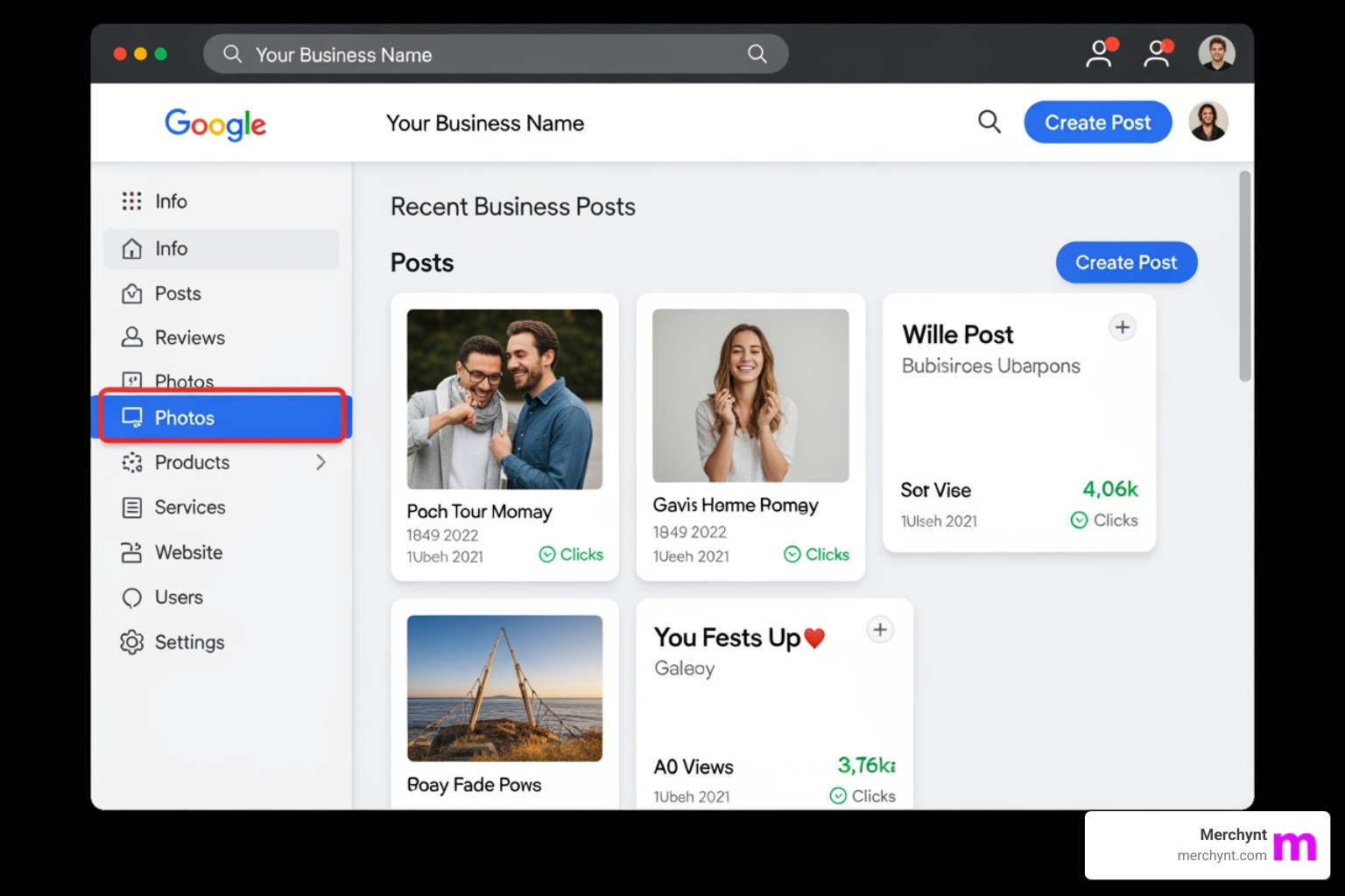 Google Business Profile dashboard showing different sections to edit - GMB listing optimization