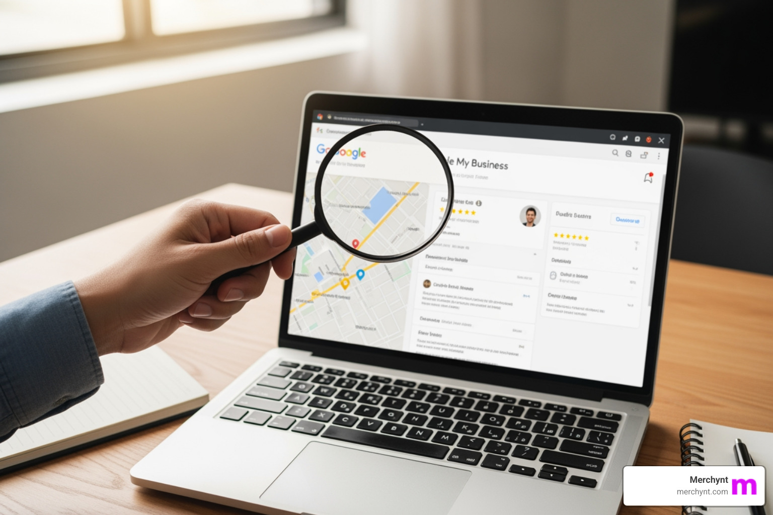 The Merchynt GBP Audit Tool dashboard showing an optimization score and heatmap - google my business audit