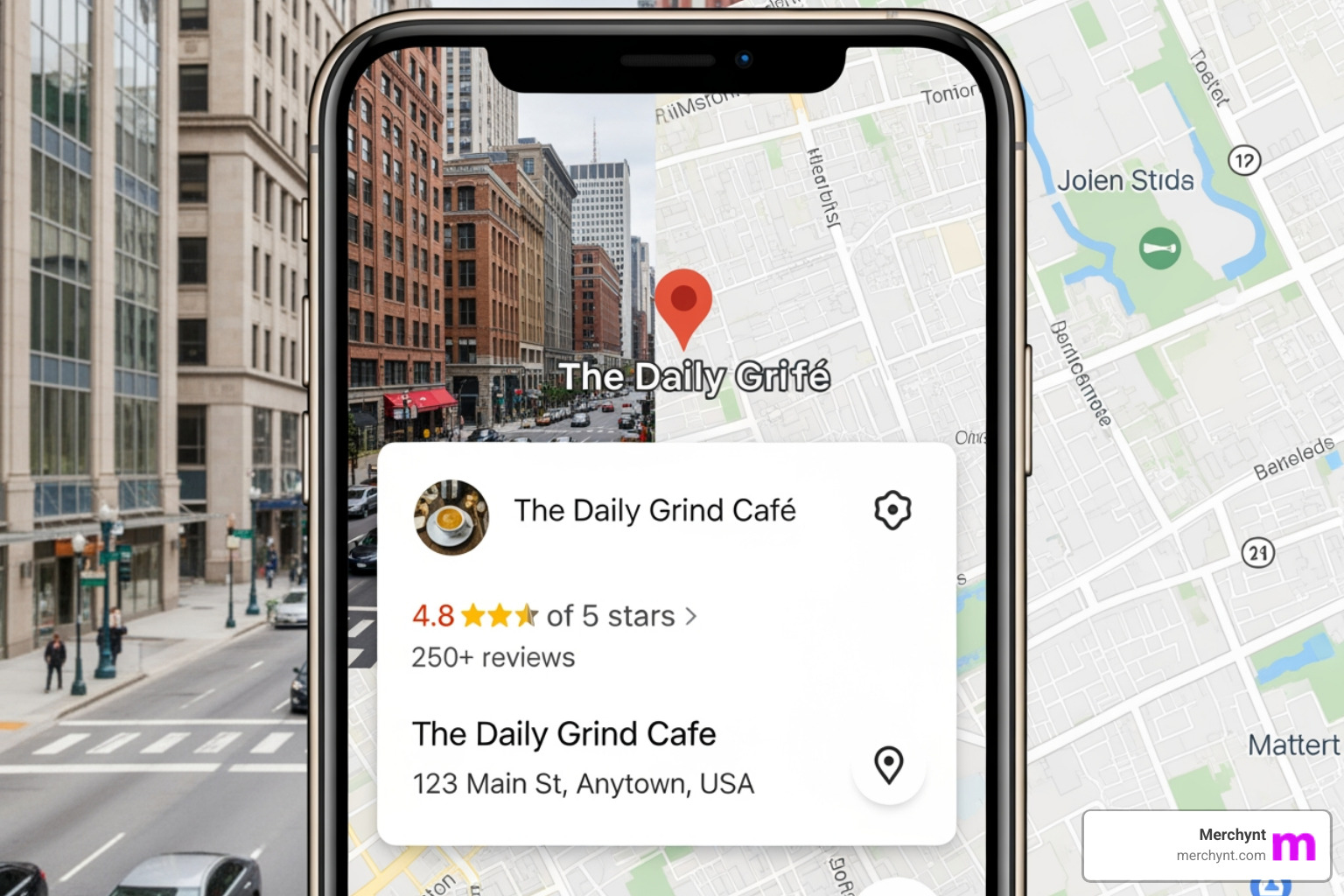 Google Maps search result showing a business with a high star rating and many reviews - google review responding software