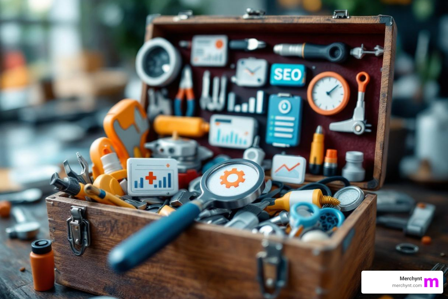 digital toolbox with Merchynt logos - what is local seo audit