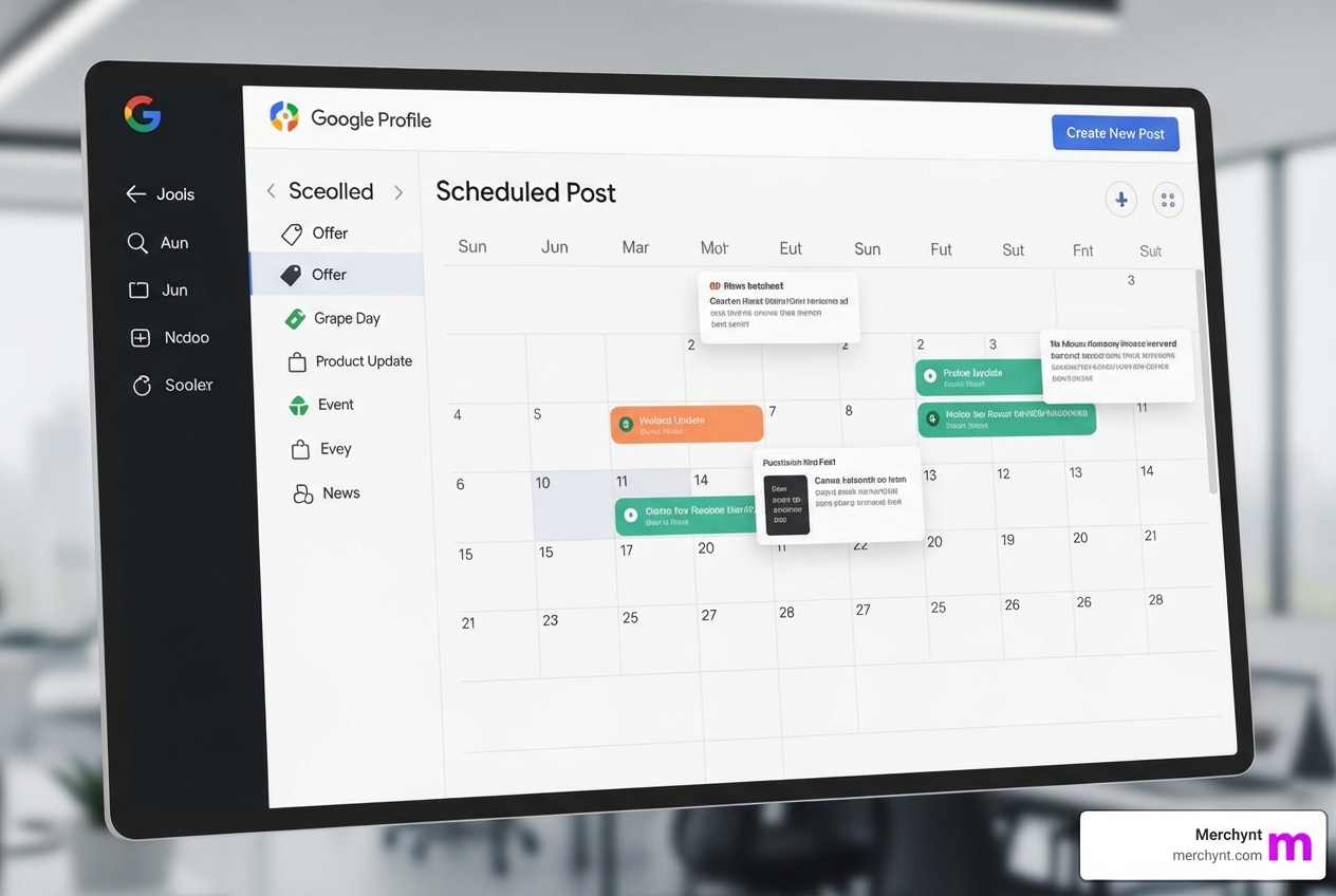 calendar view of scheduled GBP posts in a dashboard - google business profile automation