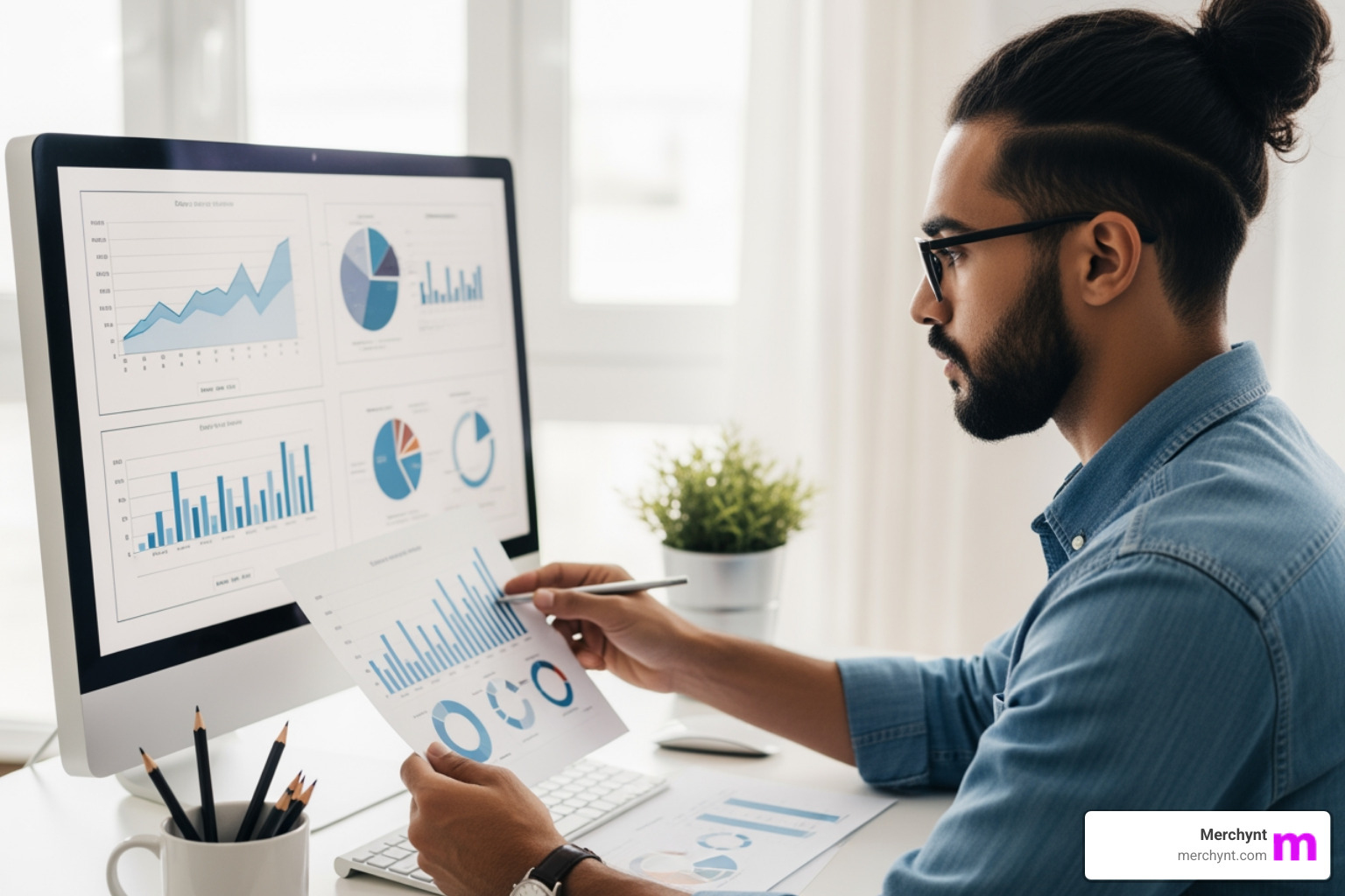 marketer analyzing data charts - Local SEO reporting marketer analyzing data charts - Local SEO reporting