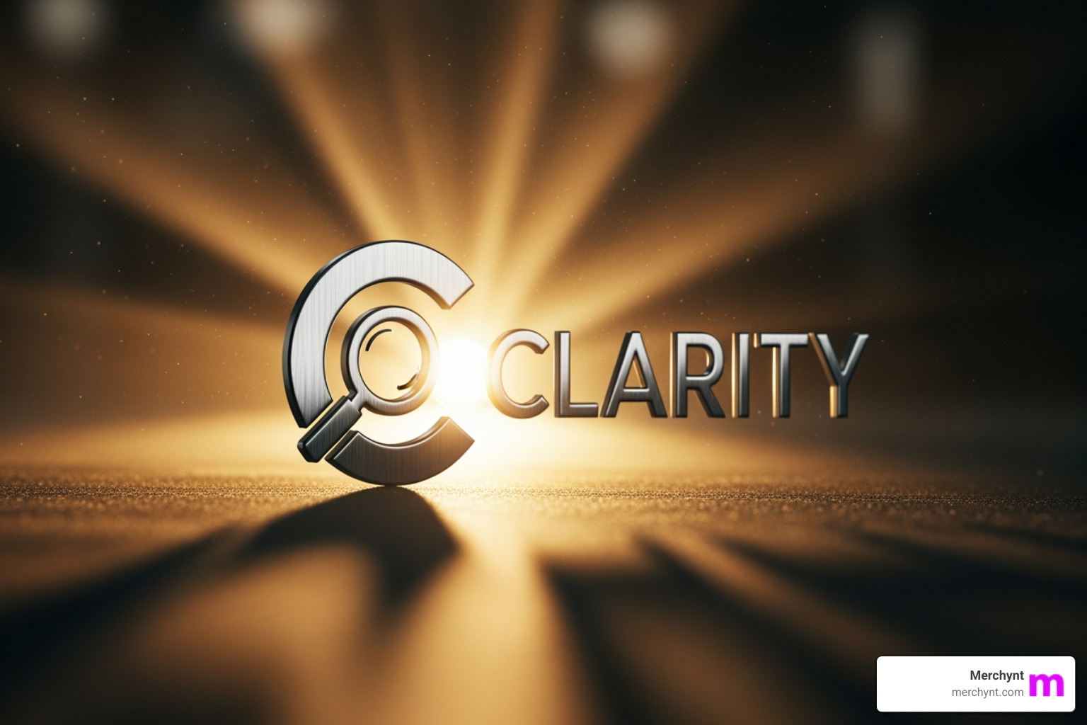 A fuzzy brand logo becoming clear, with rays of clarity emanating from it as it sharpens into focus - entity optimization for llm search