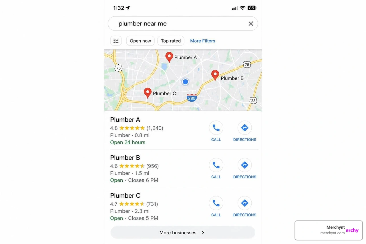 Google Maps local pack and local search results Google Maps local pack and local search results
