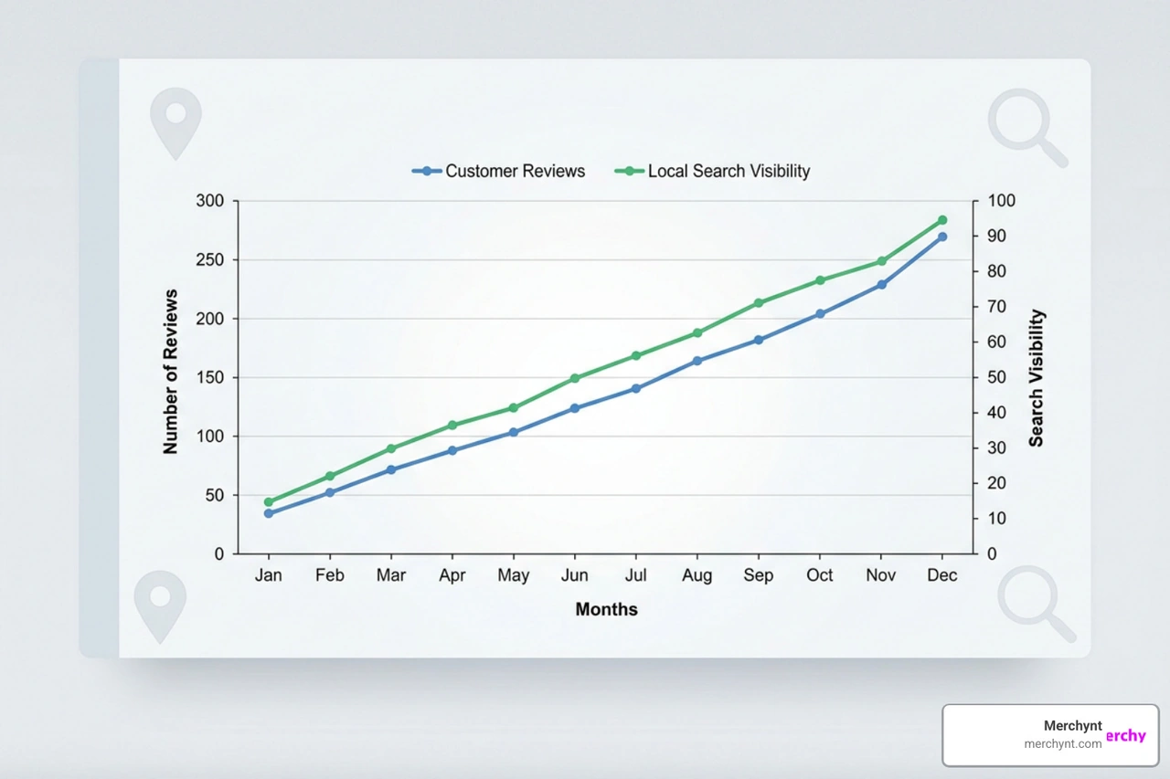 customer review growth over time showing direct correlation to improved local search visibility customer review growth over time showing direct correlation to improved local search visibility