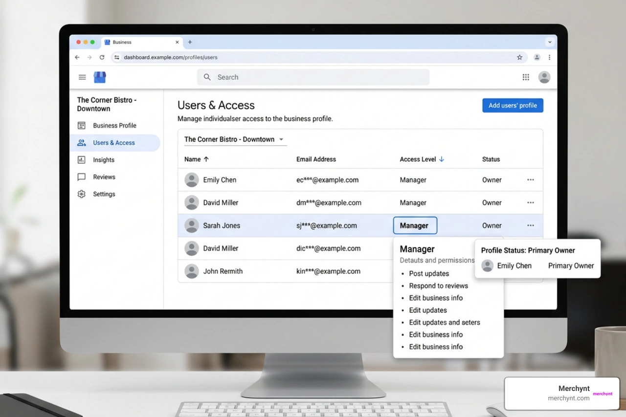 Google Business Profile user access and permission settings Google Business Profile user access and permission settings