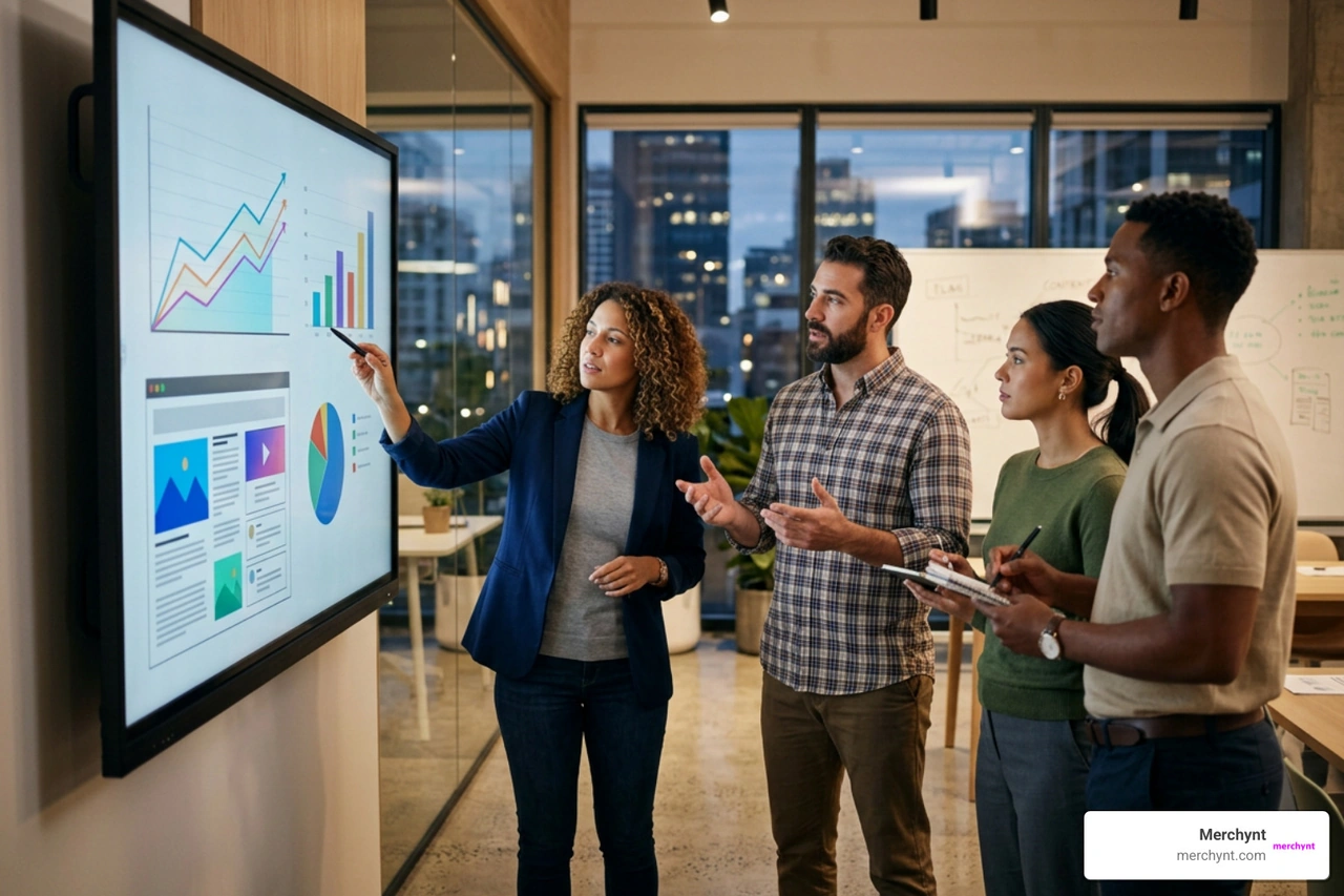 Marketing agency team reviewing AI output guardrails Marketing agency team reviewing AI output guardrails