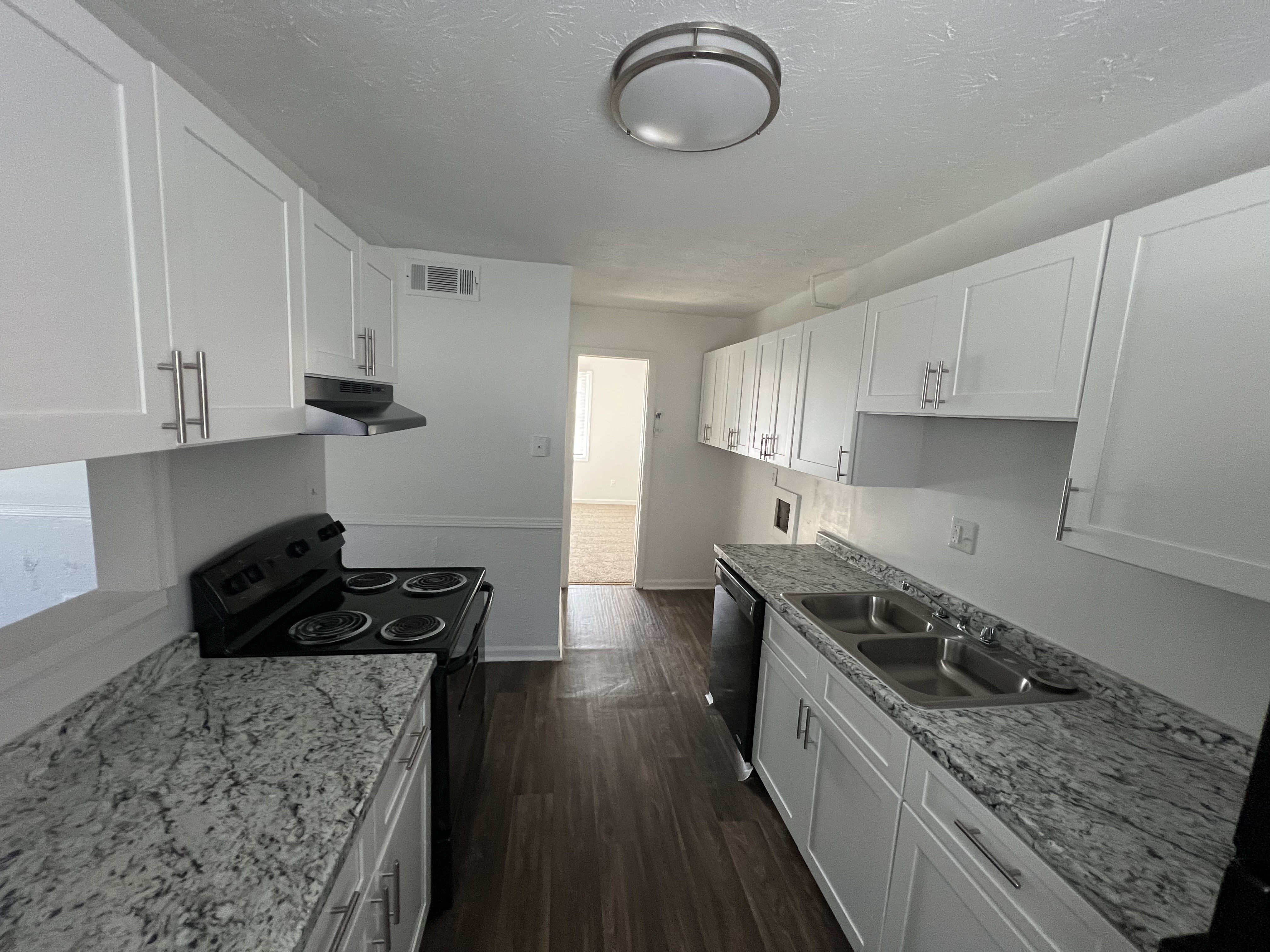 Kitchen with black appliances