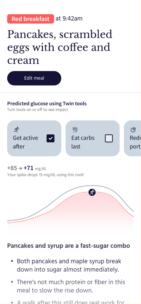 Twin app: log a meal
