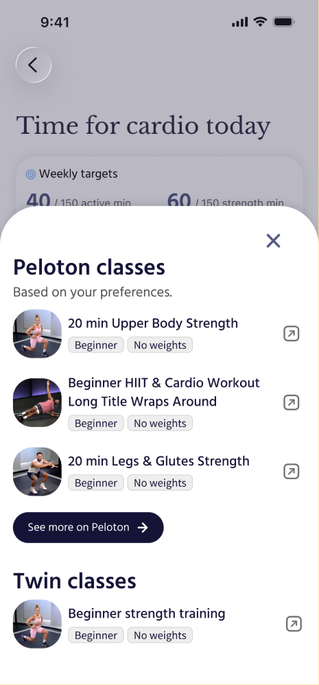 Twin app: activity guidance