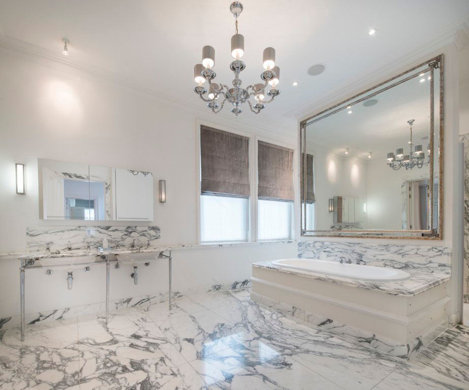 Marble-lined bathroom