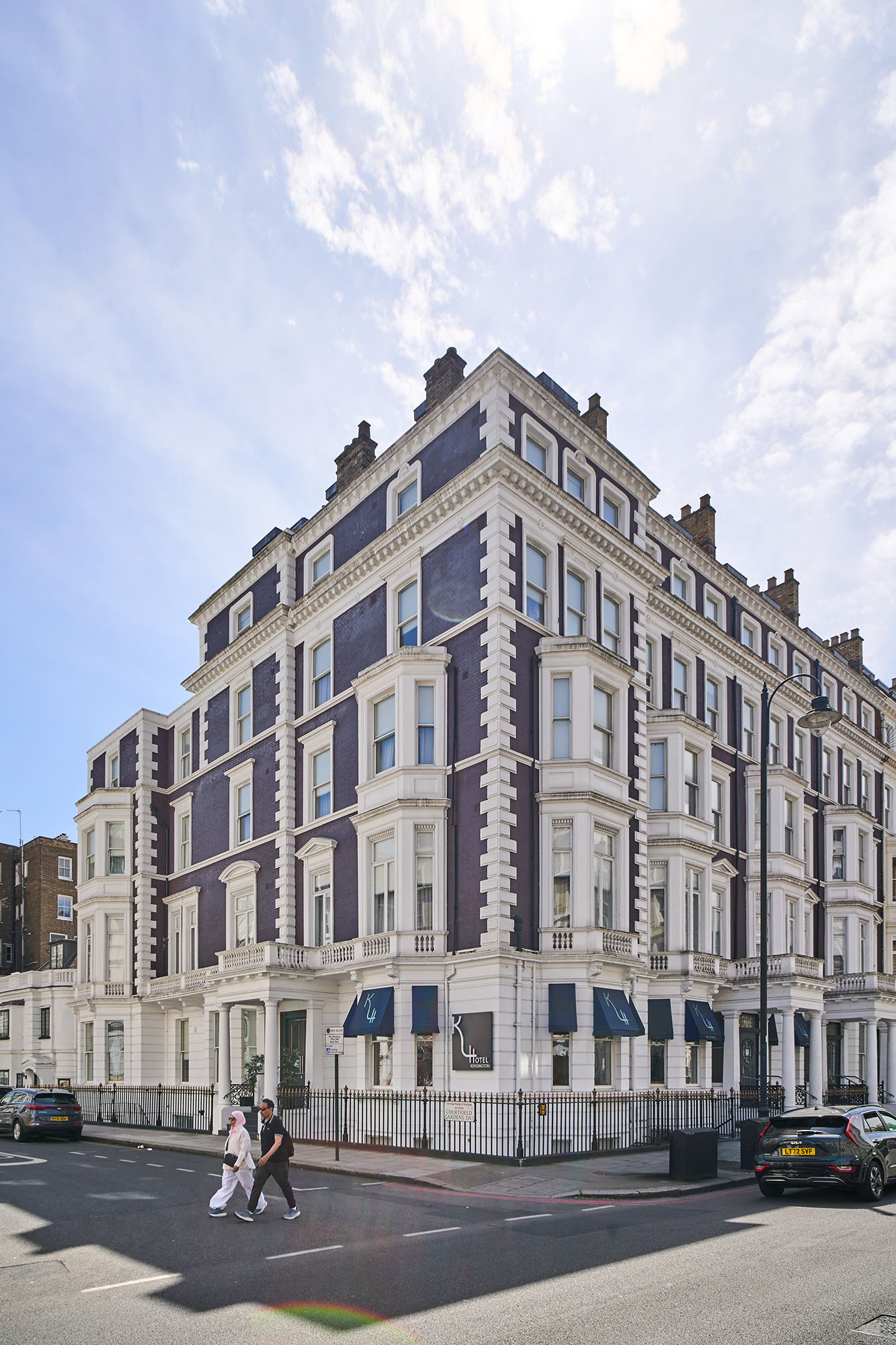 Ornate details of a historic hotel building