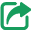 Green arrow pointing up and to the left inside a square frame.