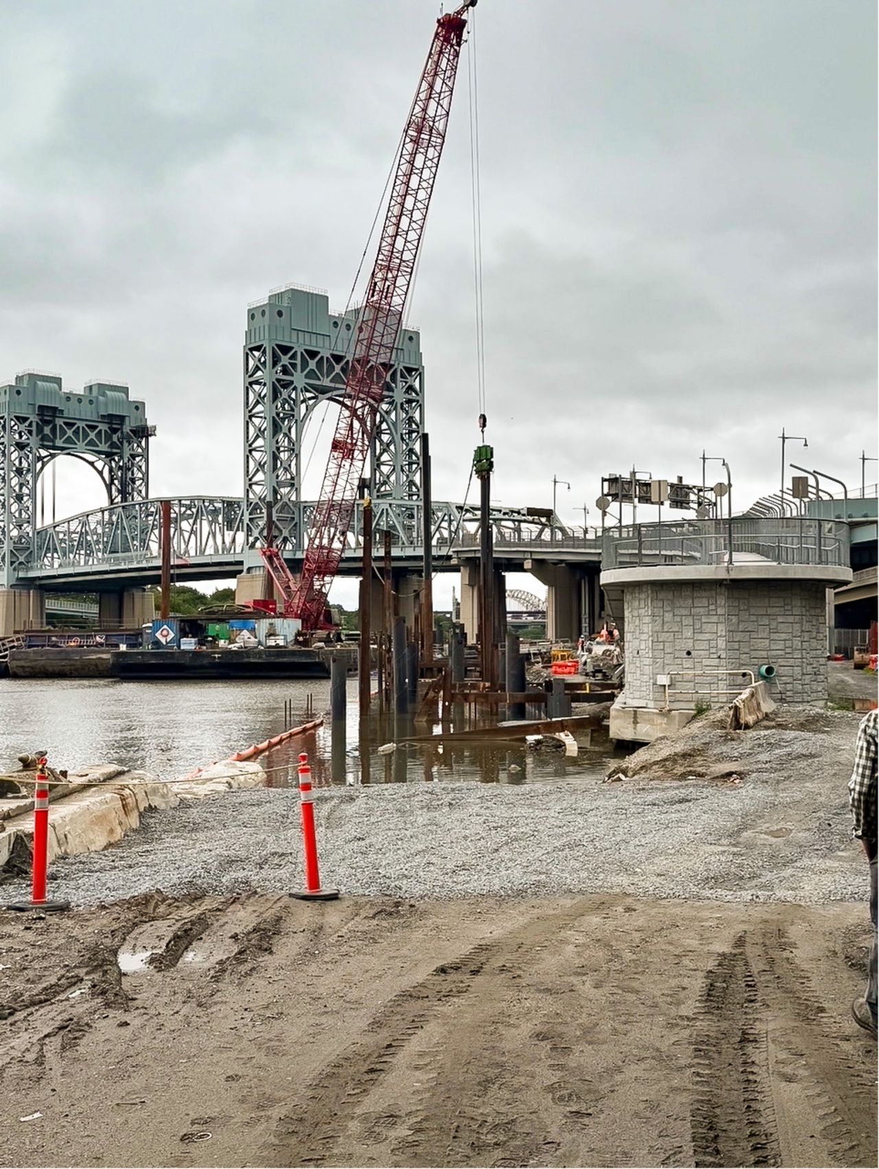 Steel pipe piles at Harlem River project NYC