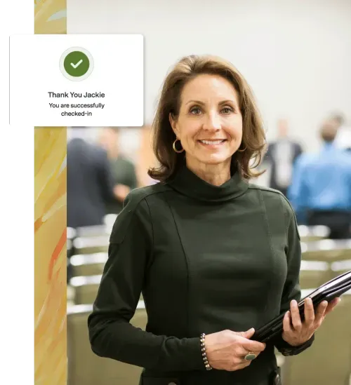 a woman managing an event for an association using Eventscribe