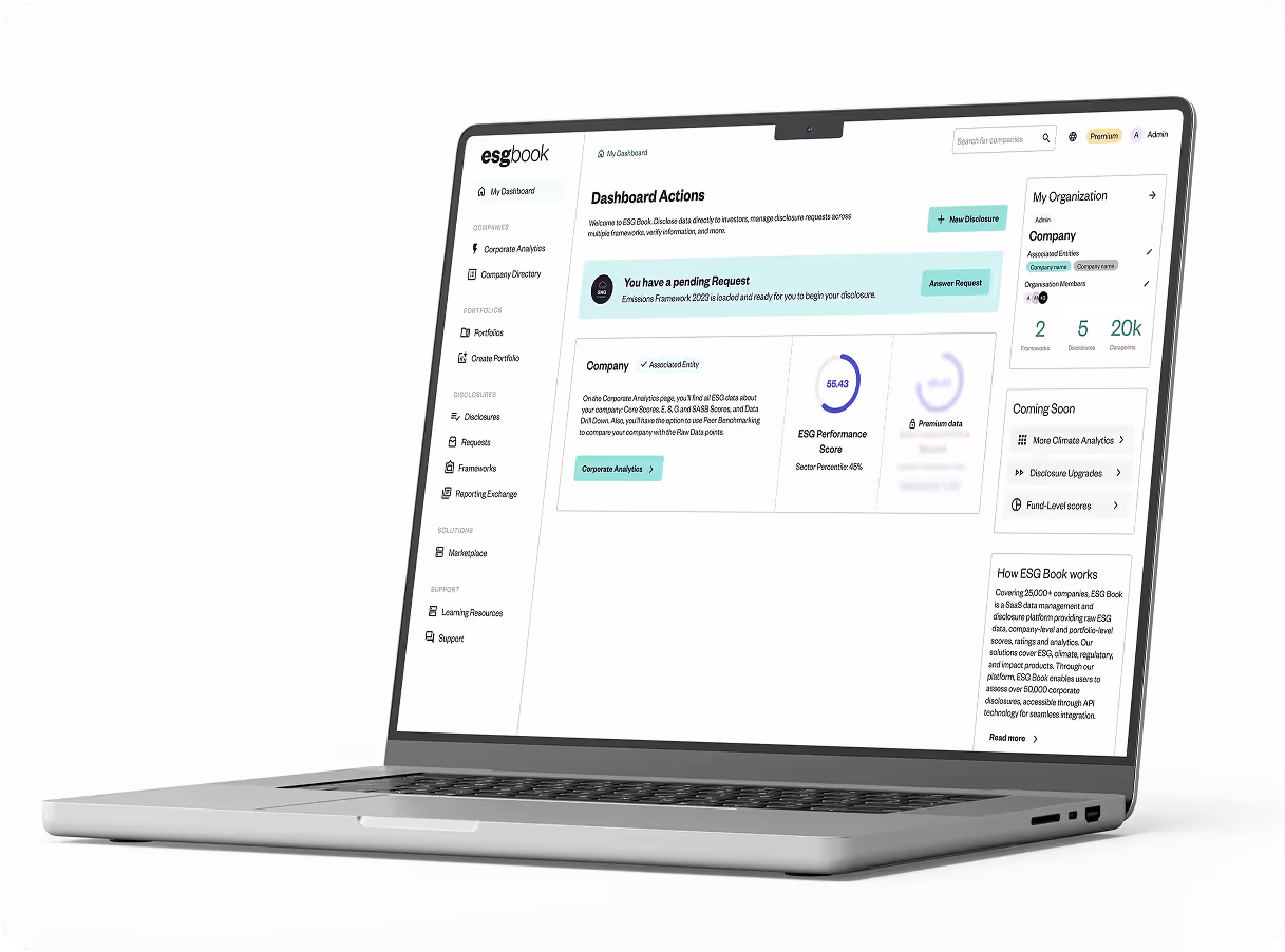 Laptop showing ESG Dashboard
