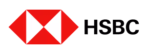 HSBC logo with red and white geometric triangular design