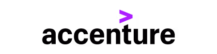 Accenture logo with black text and purple greater-than symbol