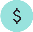 Dollar sign icon on mint green circular background