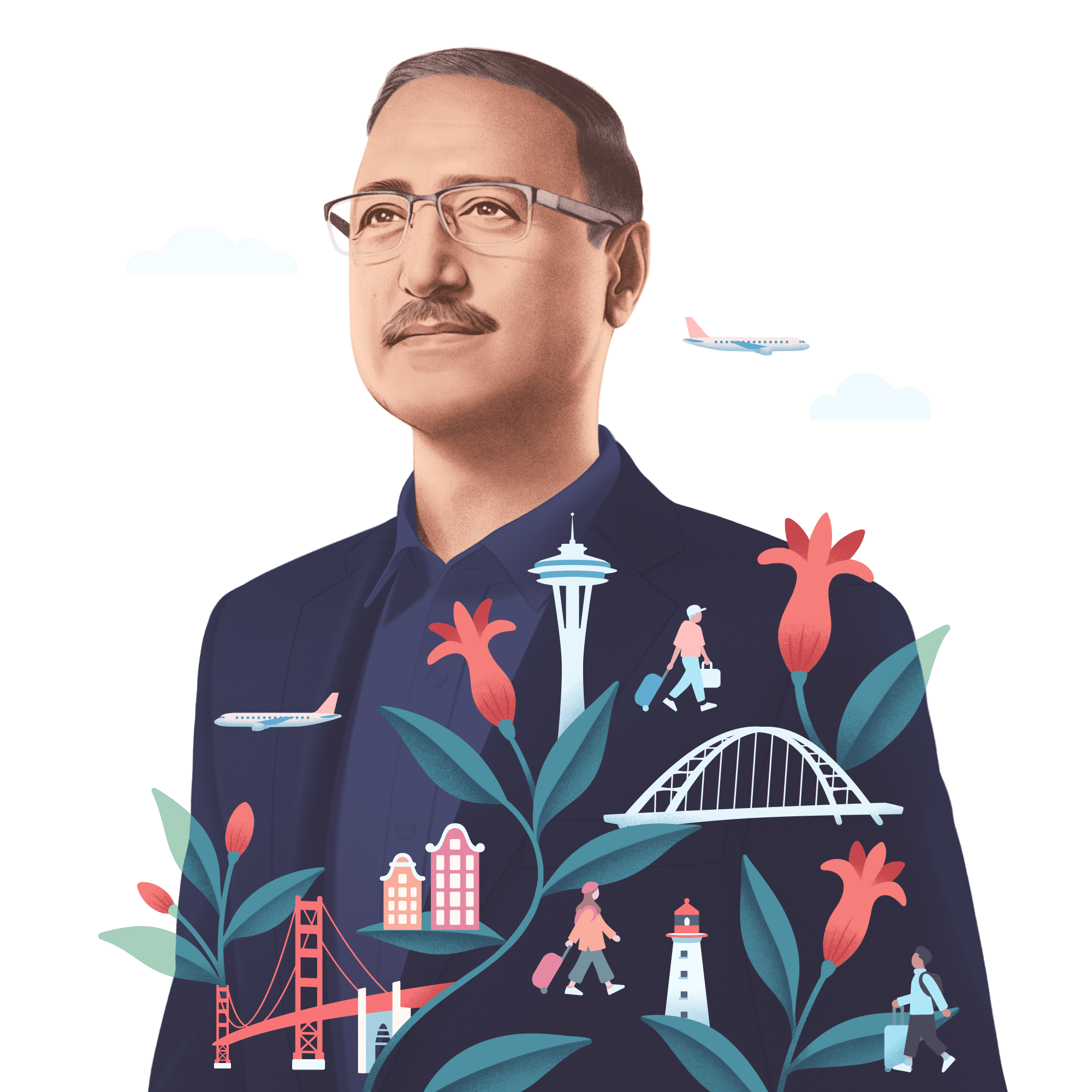 Illustration of Amarjeet Sohi, the Mayor of the city of Edmonton