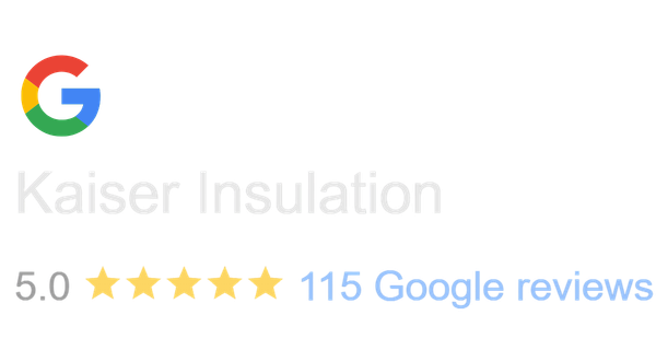 Kaiser Insulation rated 5.0 stars from 91 Google reviews with multicolored Google G logo.