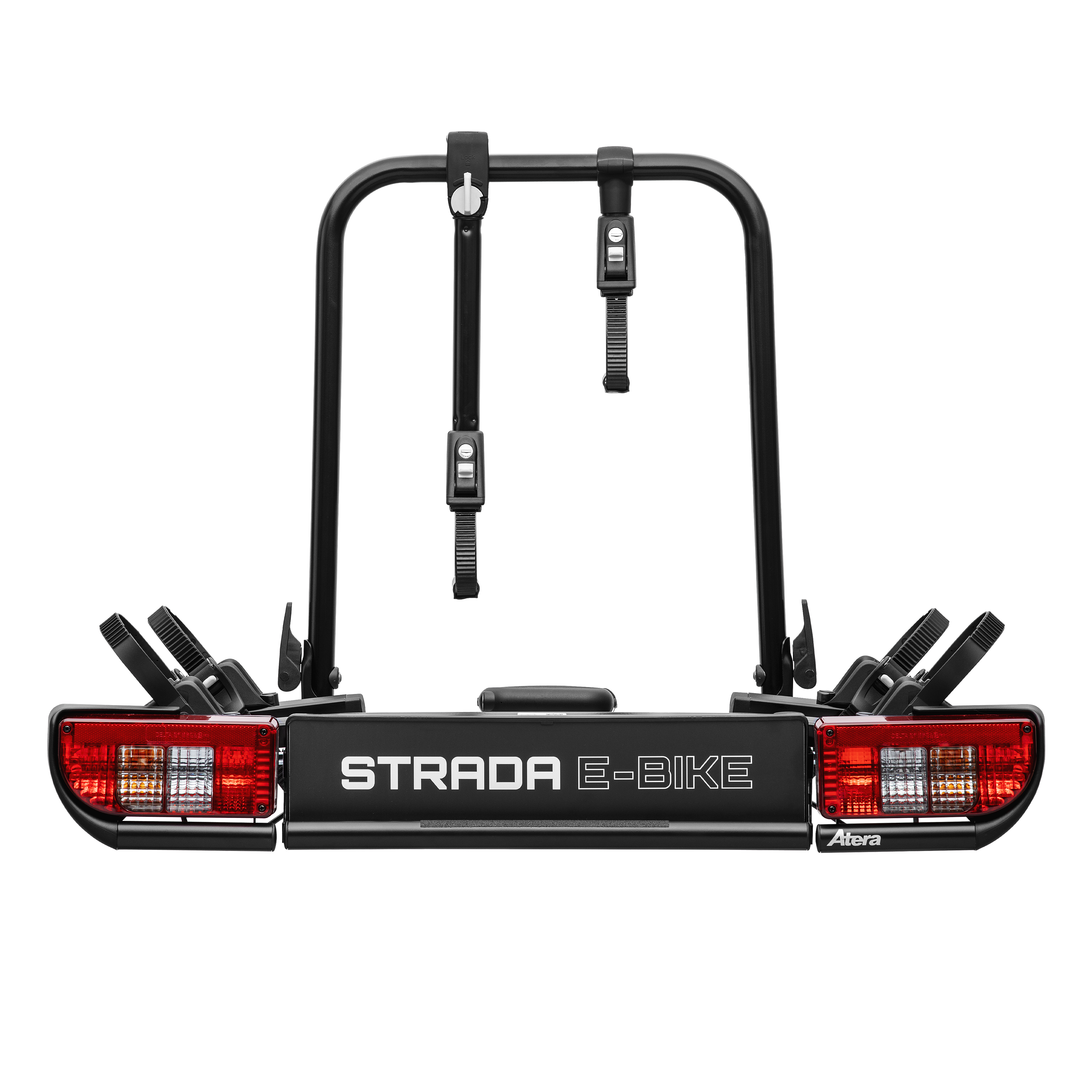 schwarzer Heckfahrardträger auf weißem Hintergrund