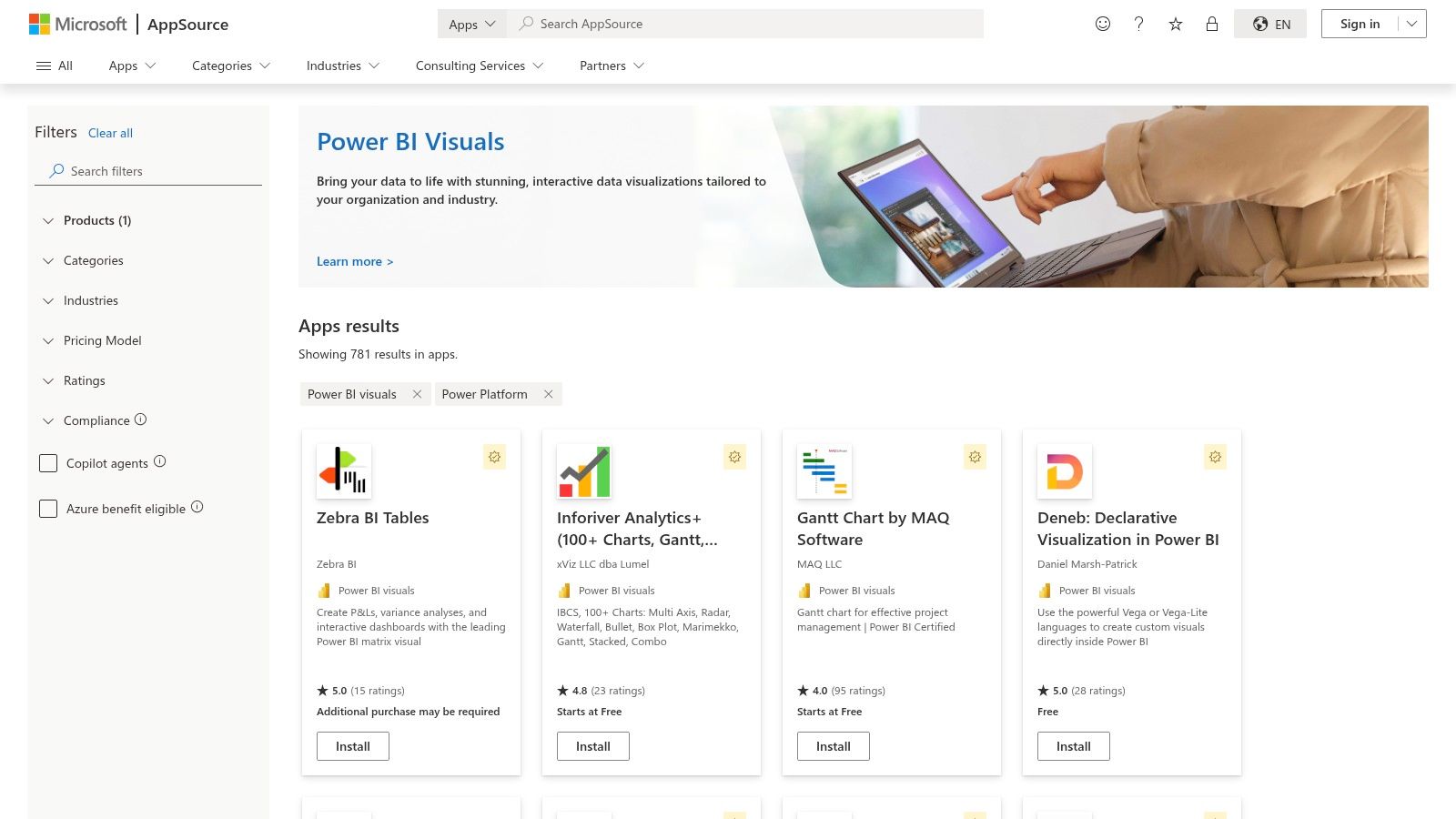 Microsoft AppSource – Power BI Visuals marketplace