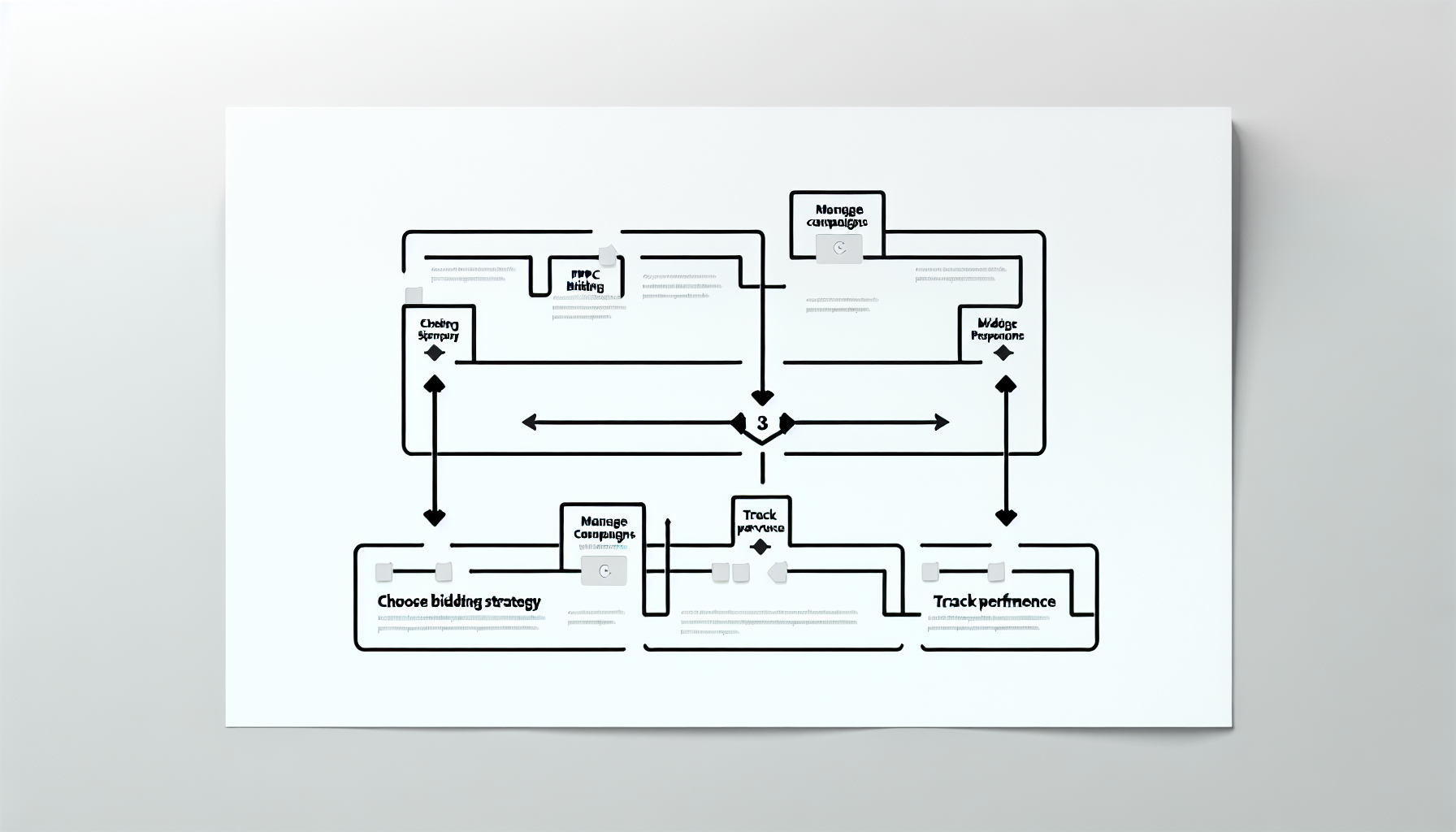 Simple 3-step horizontal flow diagram with white background. Large black text (24px+) in boxes with arrows between. Steps: 1. 
