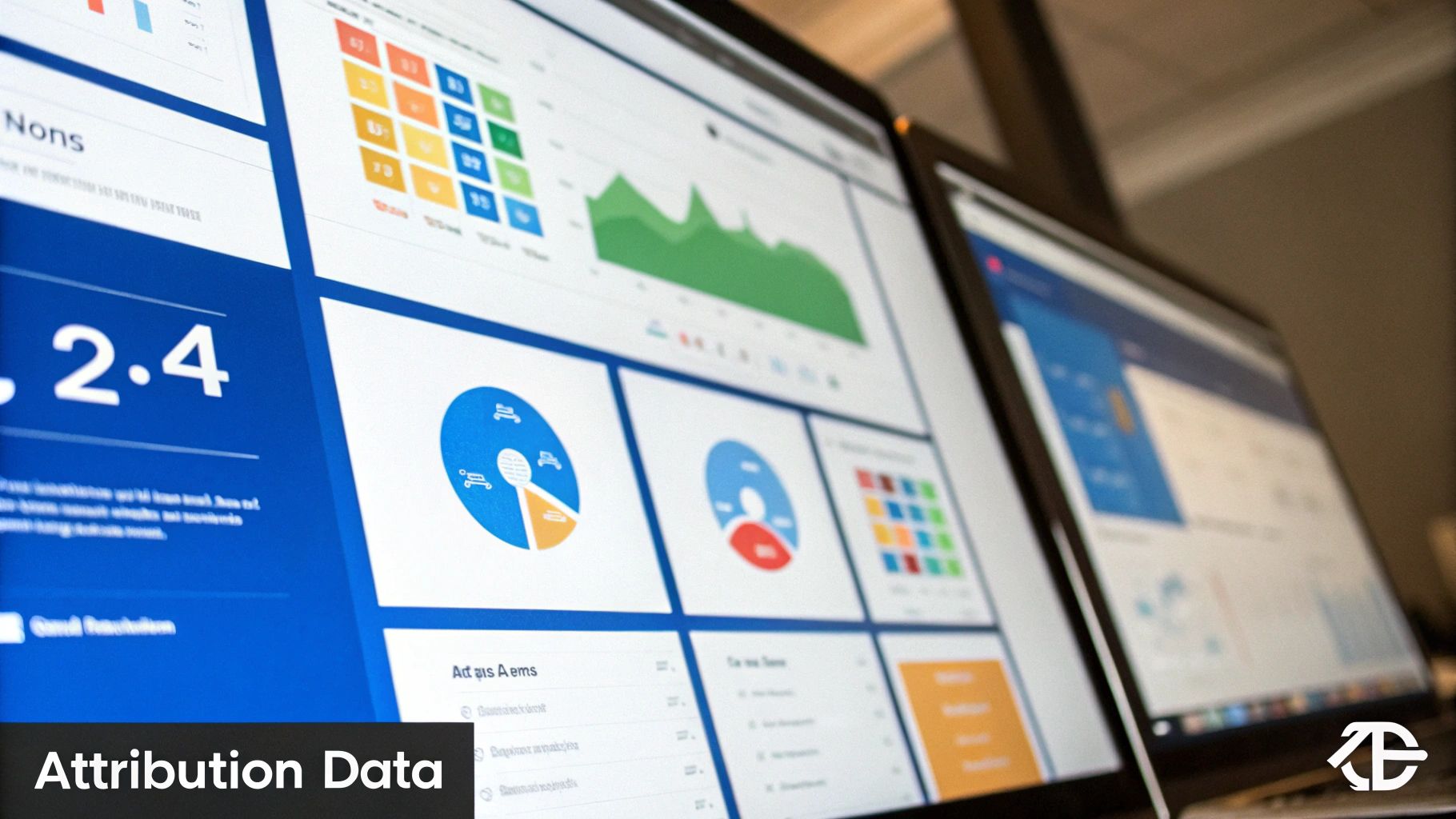 A digital interface showing data points connecting across a customer journey, representing attribution and tracking.