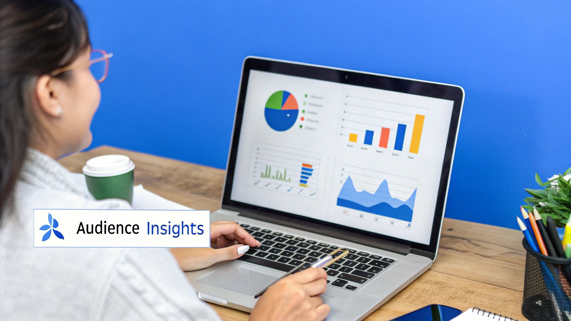 A diverse group of people's faces overlaid with data visualizations and charts, representing the connection between audience insights and marketing data.