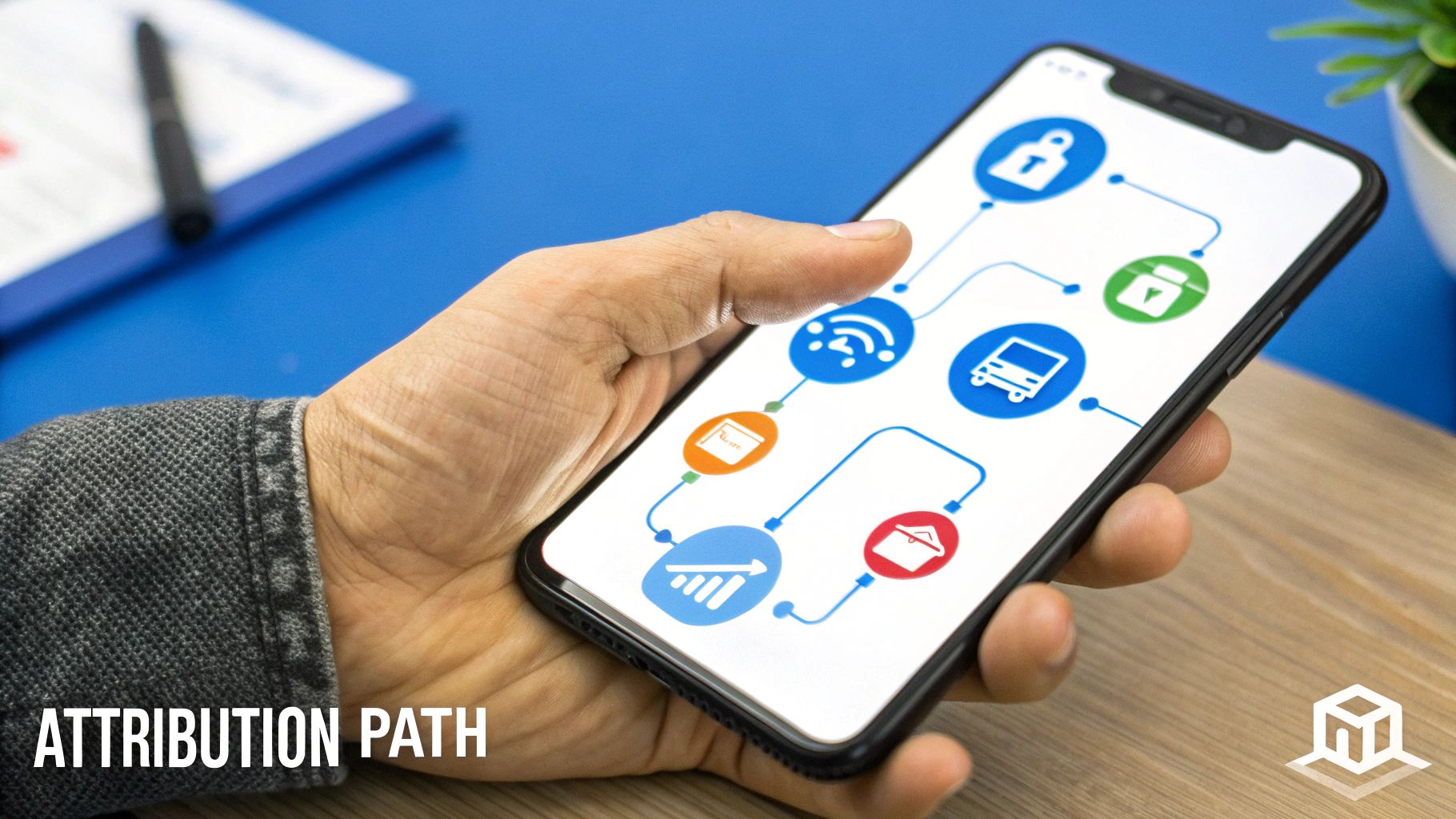 A flowchart showing different marketing attribution models connected by arrows.