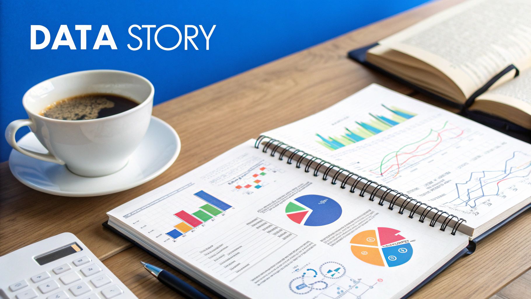 A digital marketing report with various charts and graphs on a screen