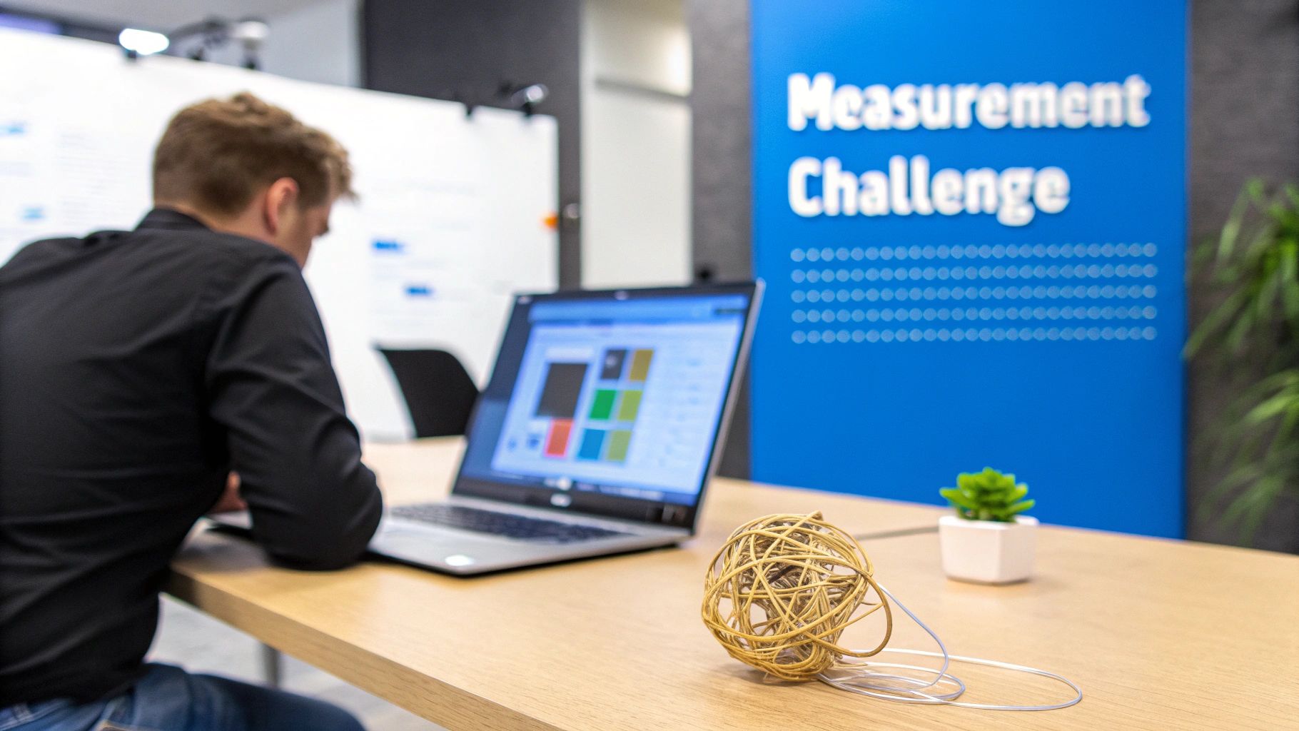 A person analyzing complex advertising data charts on a screen.