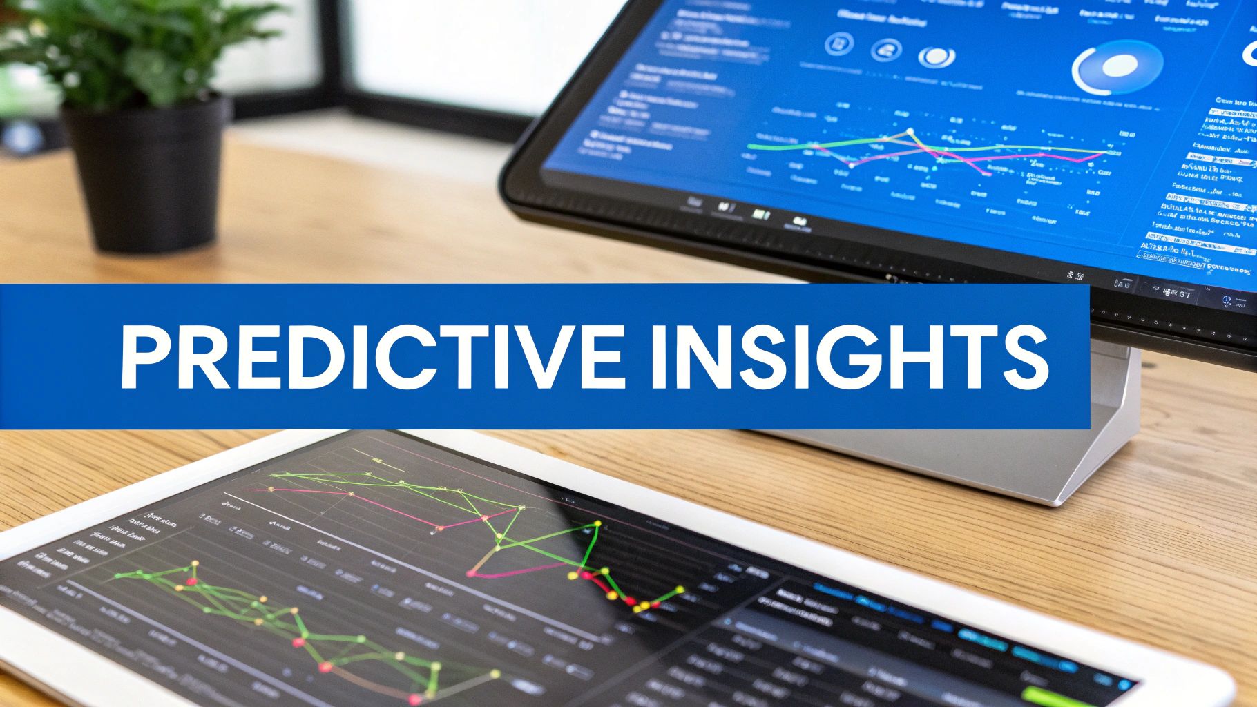 An abstract image representing AI and data analytics with glowing nodes and connections.