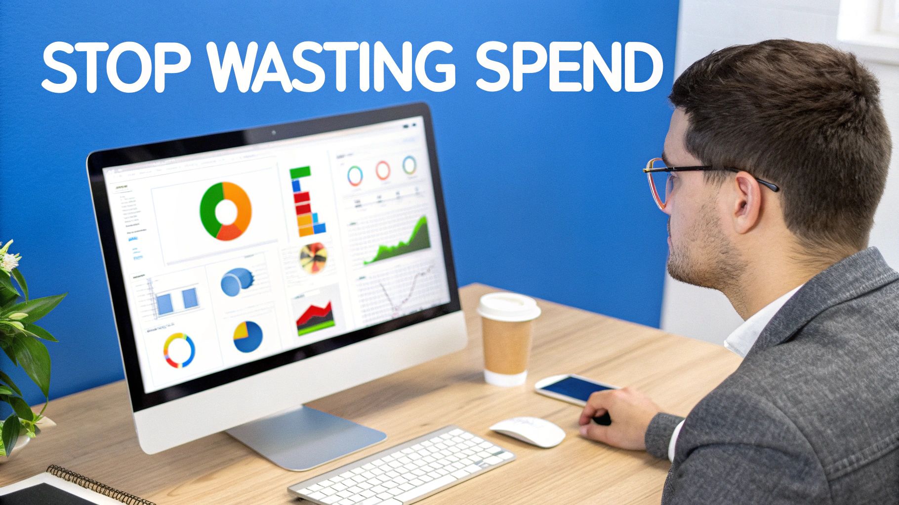 A person analyzing Google Ads performance charts and graphs on a laptop screen