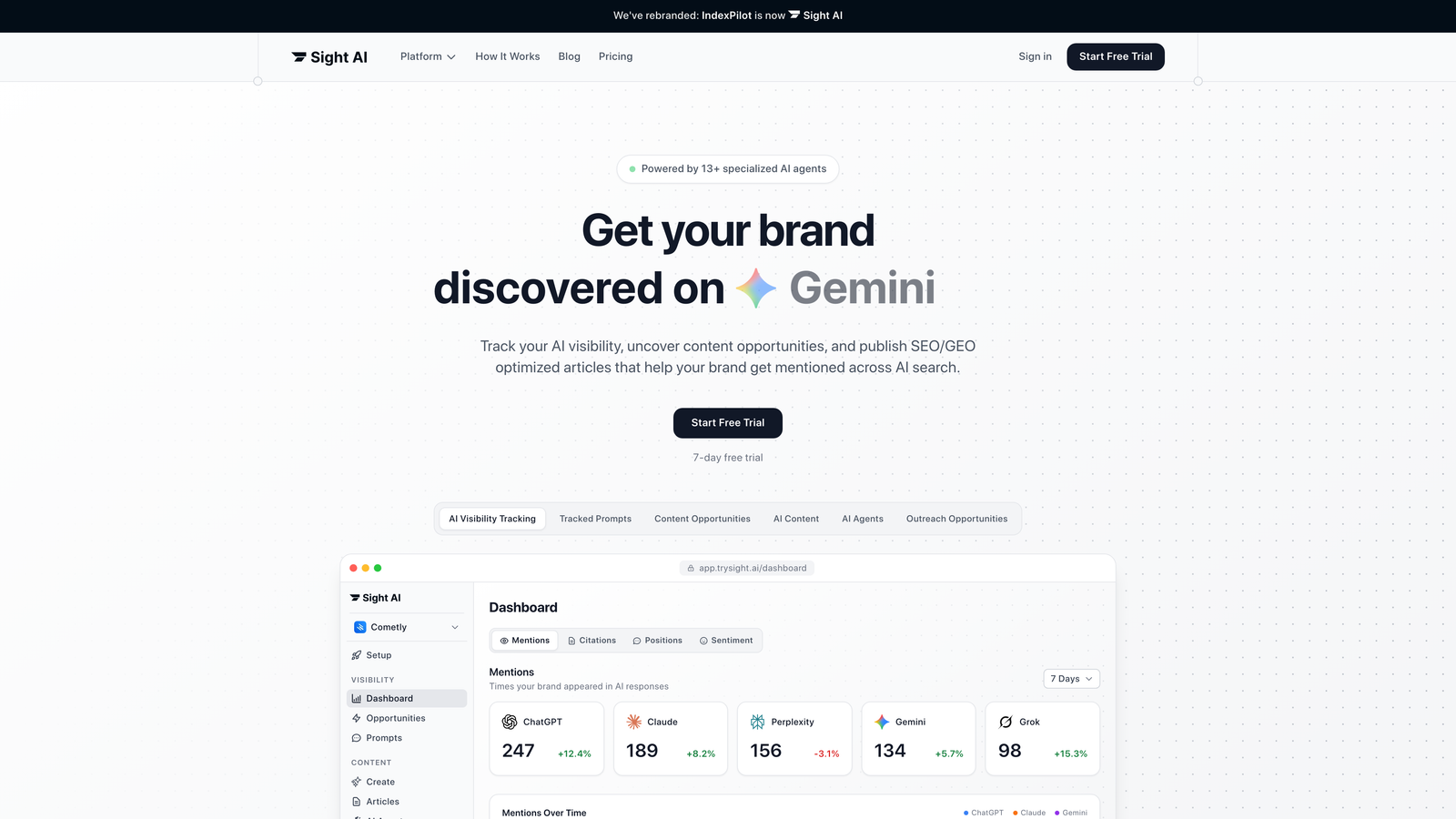 Screenshot of Sight AI website homepage