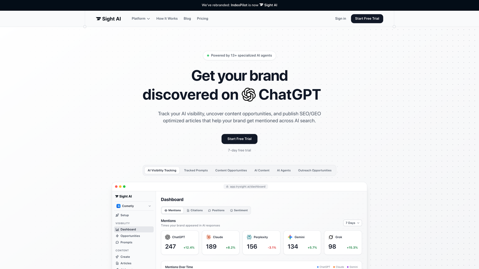 Screenshot of Sight AI website homepage