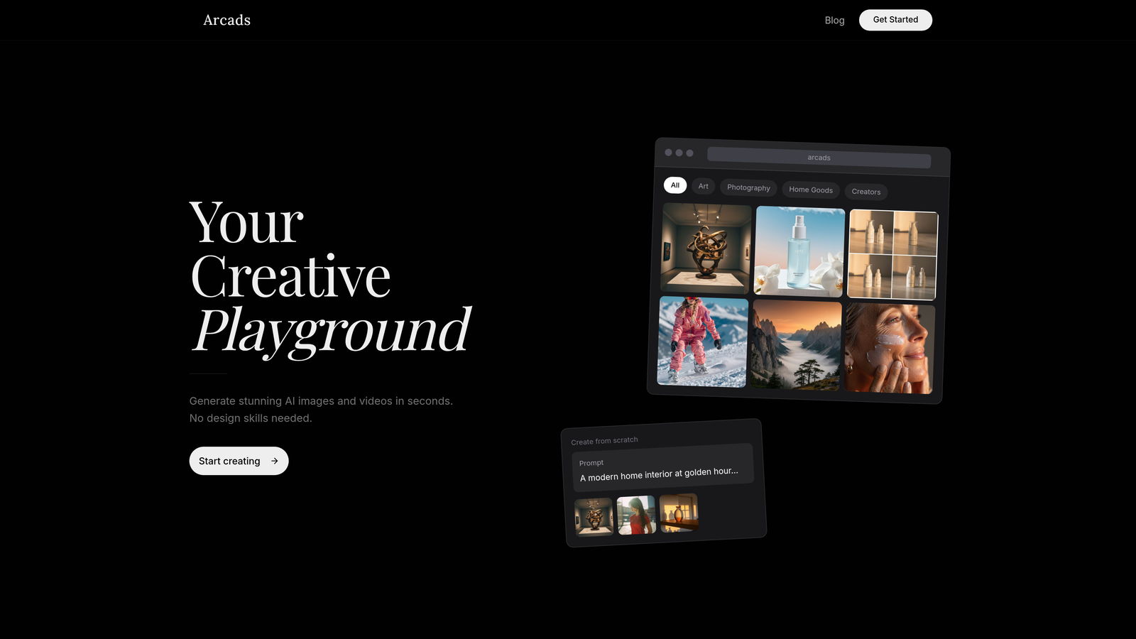 Screenshot of Arcads AI website homepage
