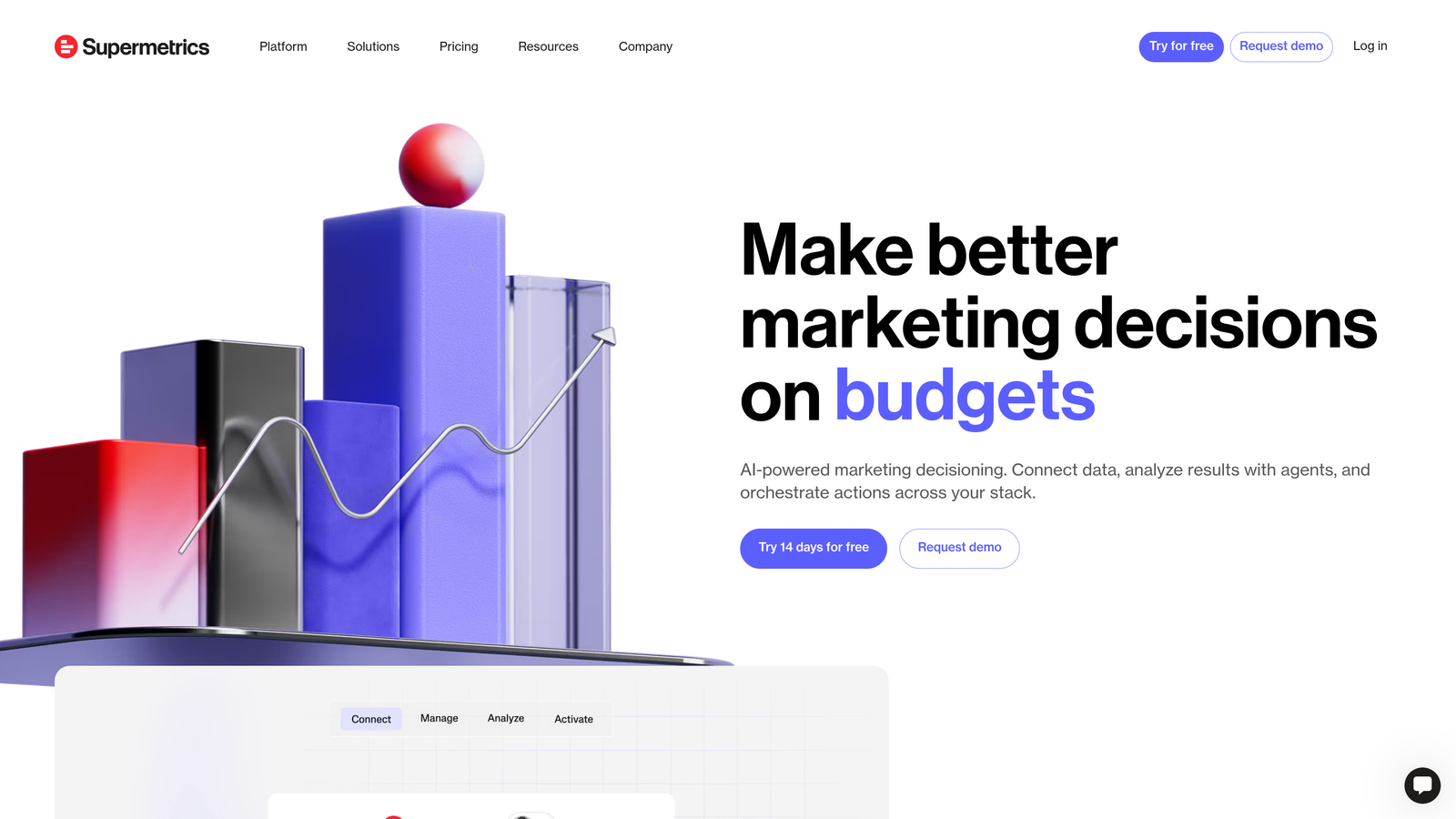Screenshot of Supermetrics website homepage
