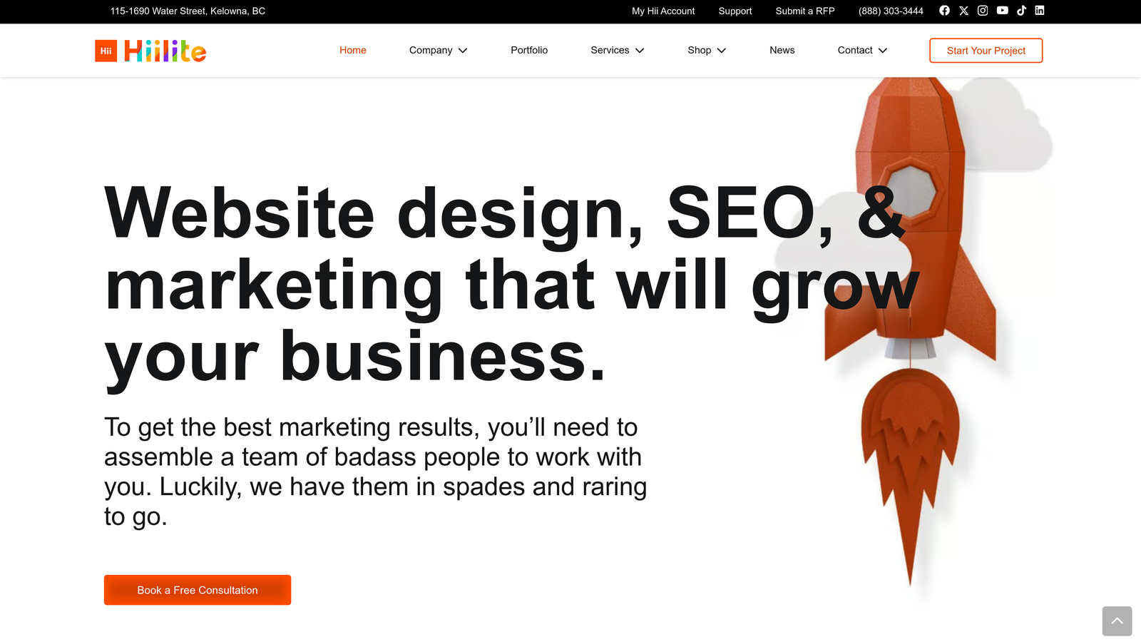 Screenshot of Hiilite website homepage