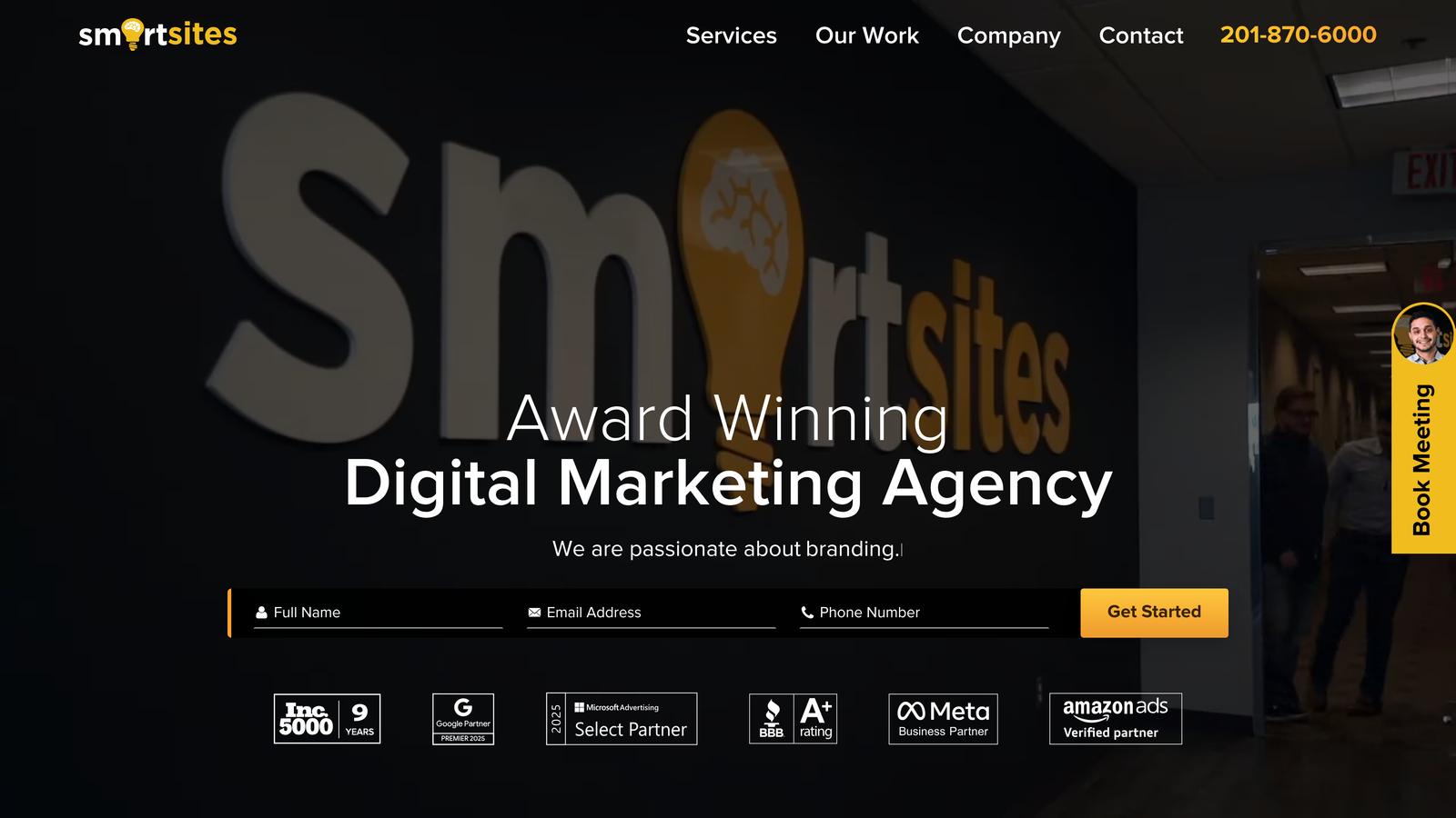 Screenshot of SmartSites website homepage