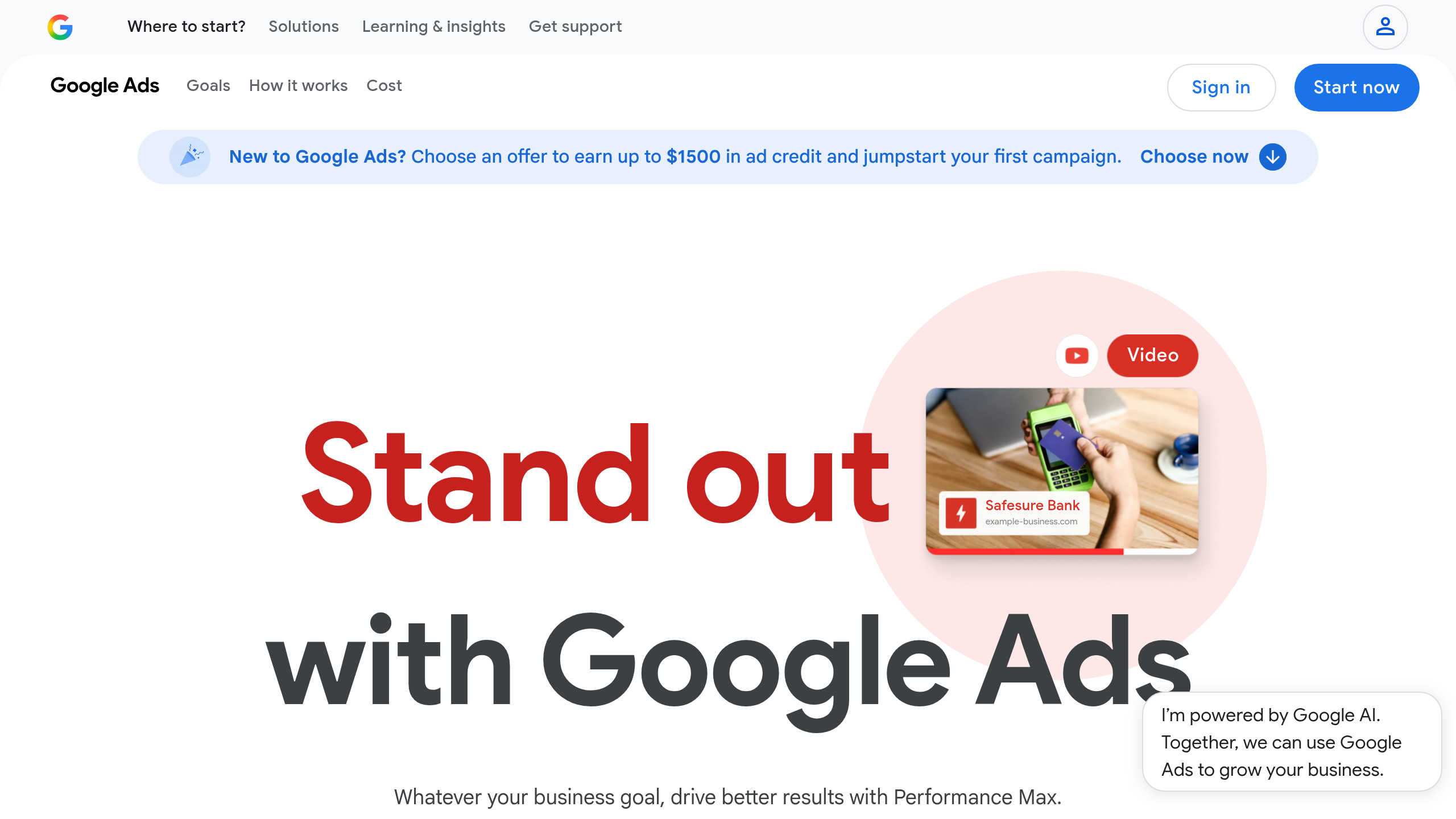 Screenshot of Ads website homepage