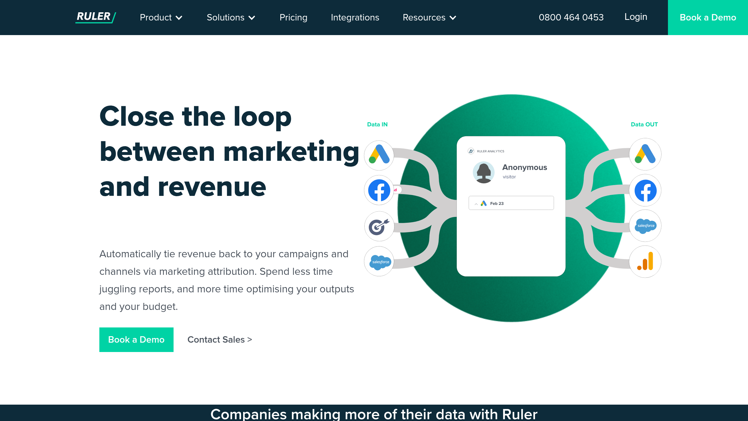 Screenshot of Ruleranalytics website homepage